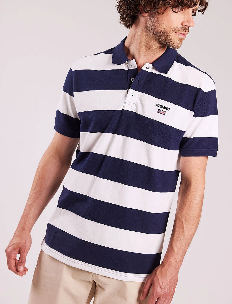 Sebago - Mick Block Striped Pique - kurzärmelig - navy/white - 0