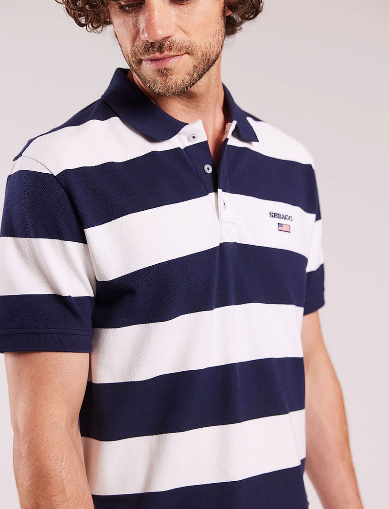 Sebago - Mick Block Striped Pique - kurzärmelig - navy/white - 3