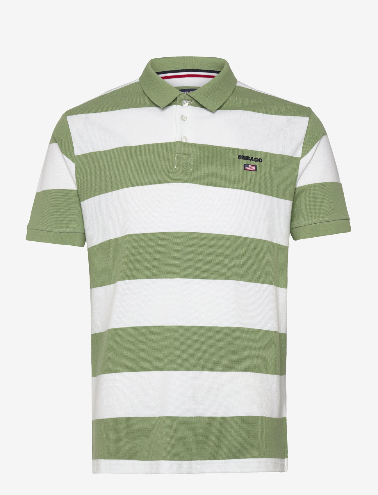 Sebago - Mick Block Striped Pique - lühikeste varrukatega polod - olive/white - 1
