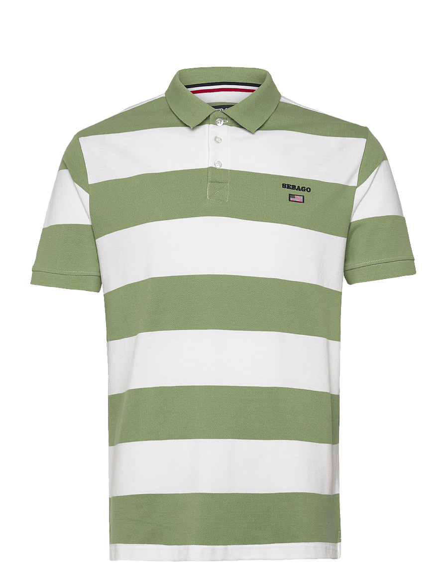 Sebago - Mick Block Striped Pique - kurzärmelig - olive/white - 1