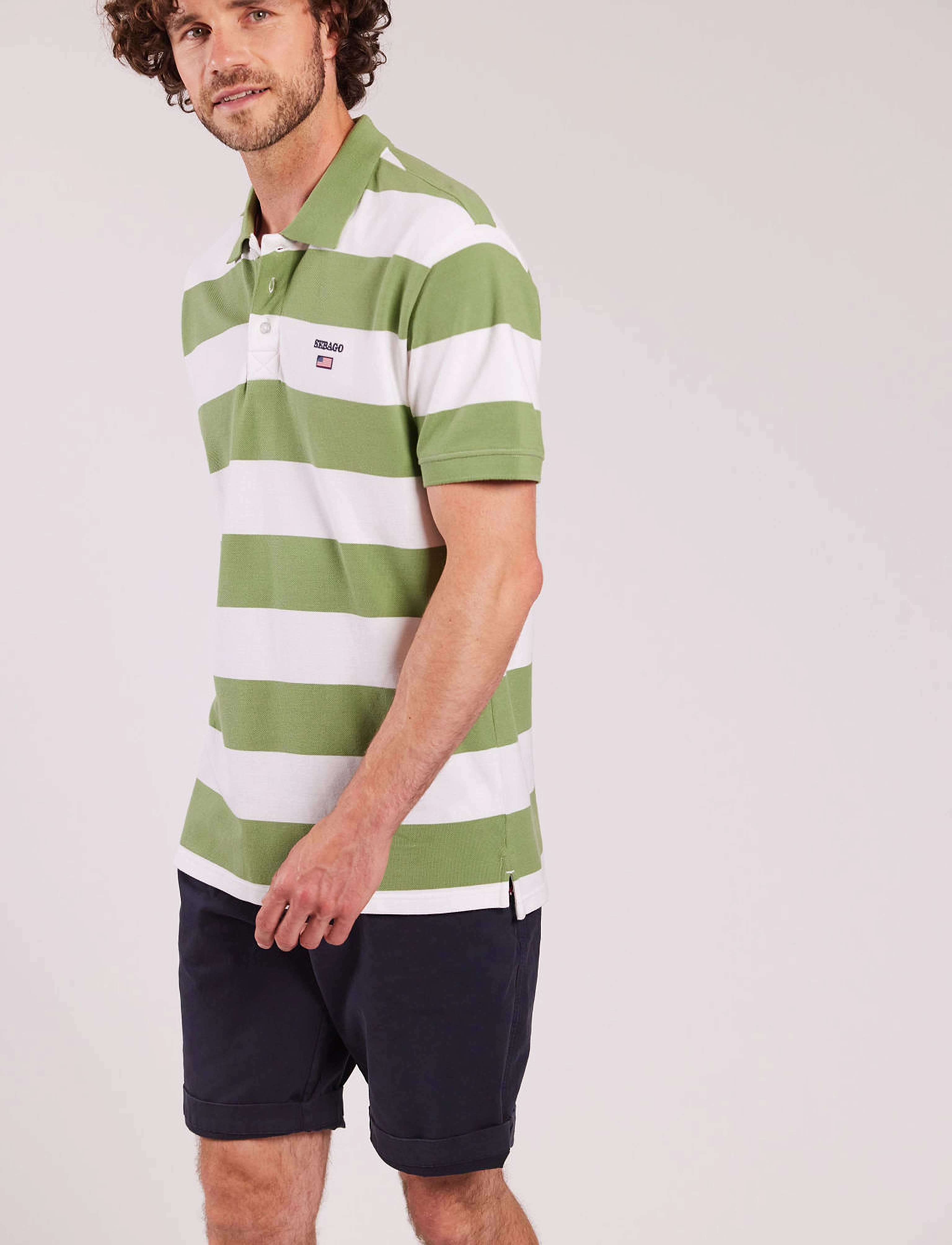 Sebago - Mick Block Striped Pique - stutterma pólóbolir - olive/white - 3
