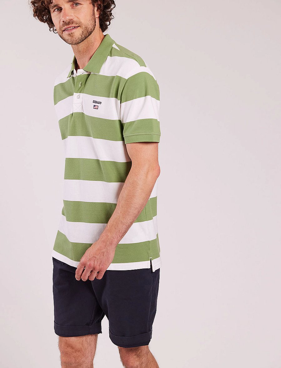 Sebago - Mick Block Striped Pique - kurzärmelig - olive/white - 3