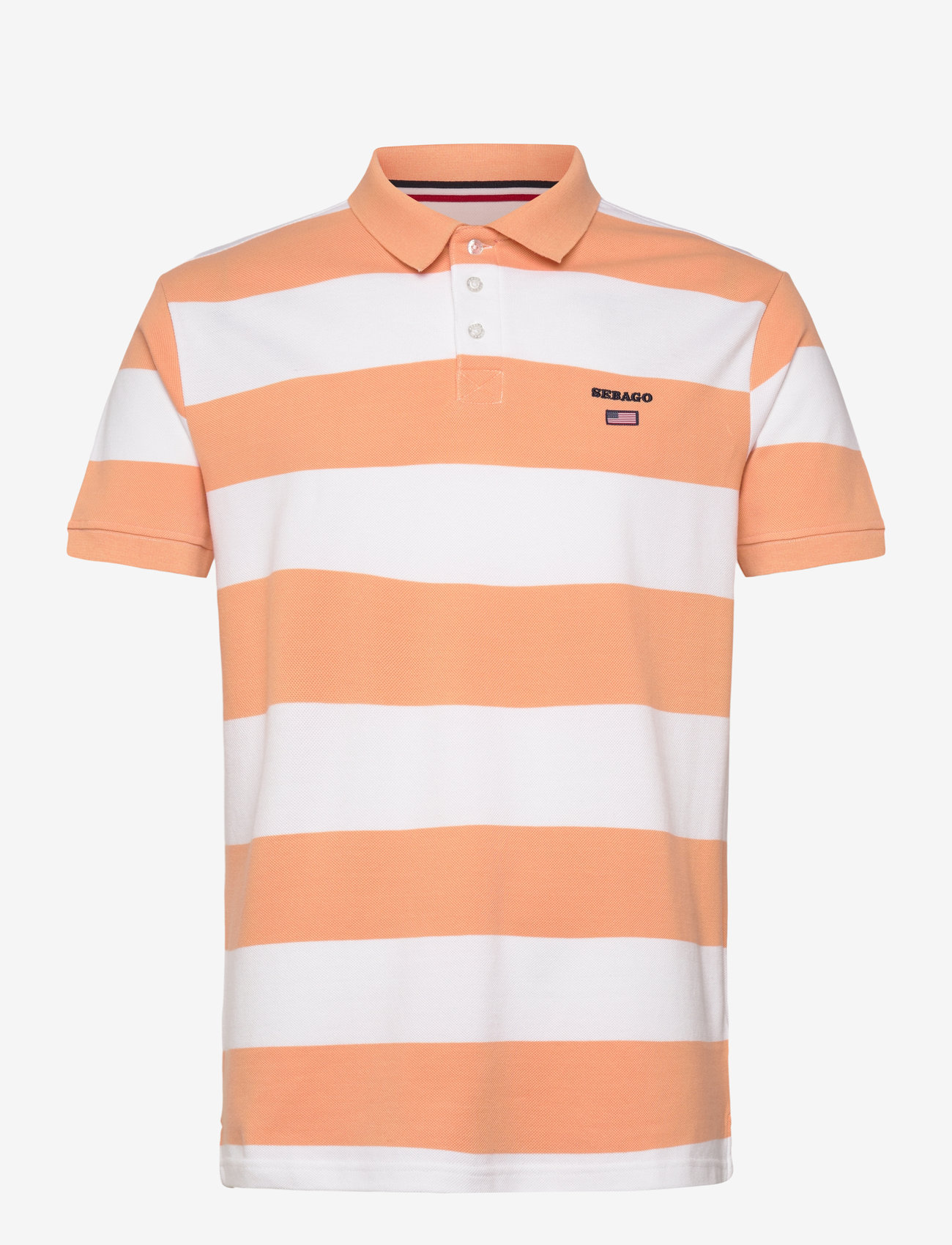 Sebago - Mick Block Striped Pique - kurzärmelig - peach/white - 1