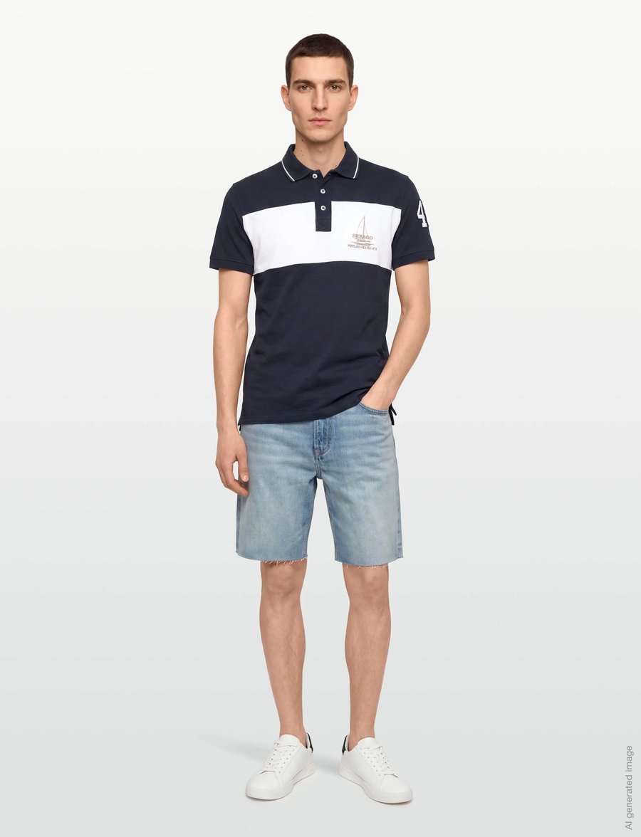 Sebago - Block Pique - kortärmade pikéer - navy/white - 0