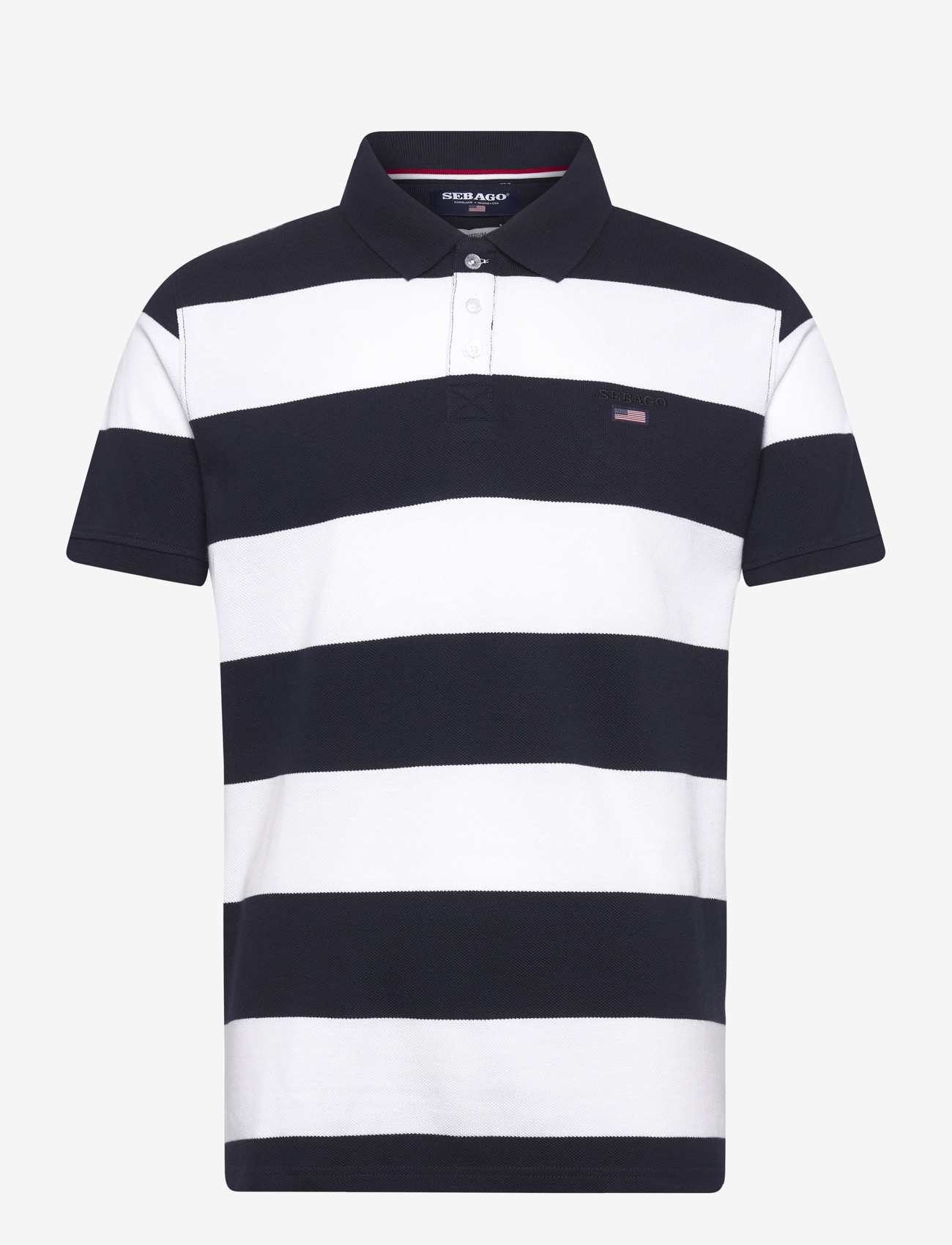 Sebago - Mick Striped Pique - kortærmede poloer - navy/white - 0