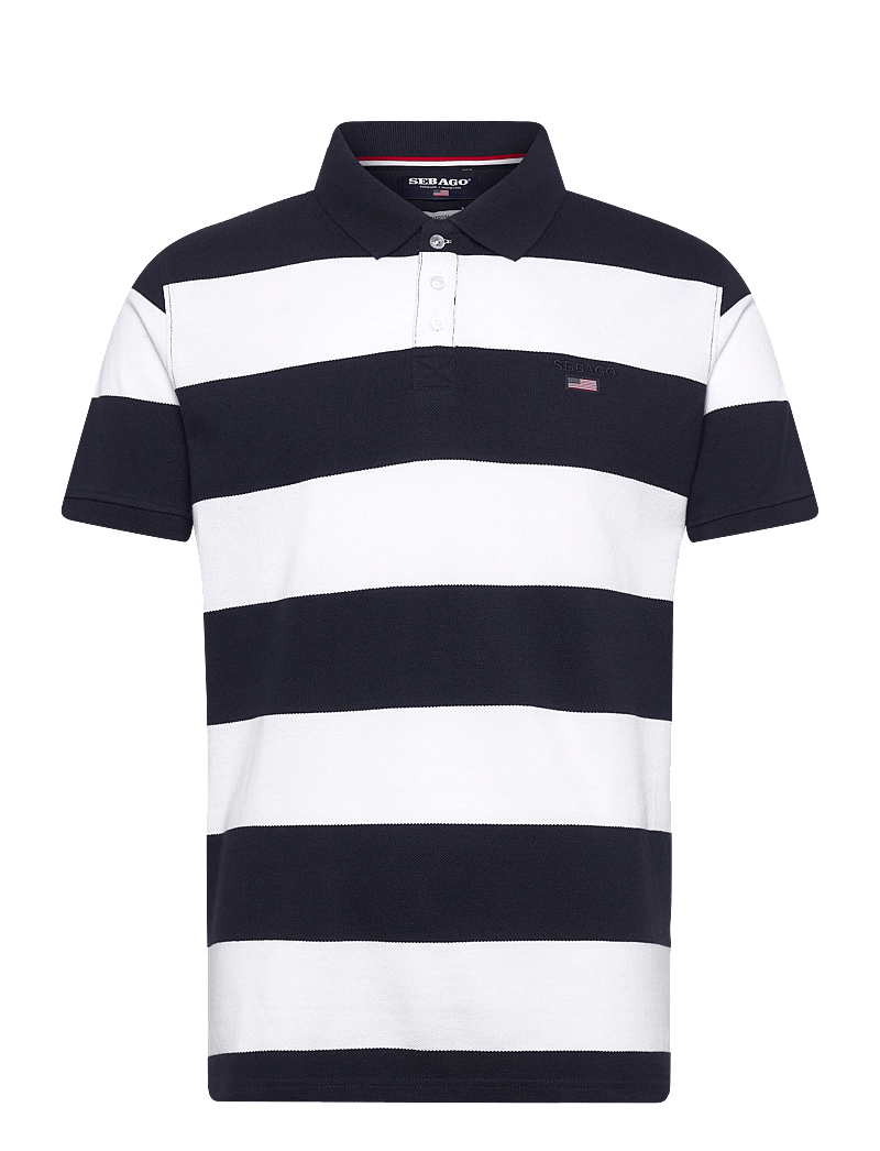 Sebago - Mick Striped Pique - kortærmede poloer - navy/white - 0