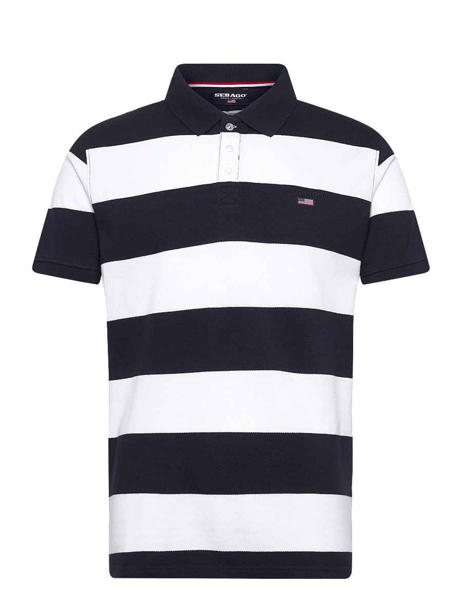 Sebago - Mick Striped Pique - lühikeste varrukatega polod - navy/white - 0