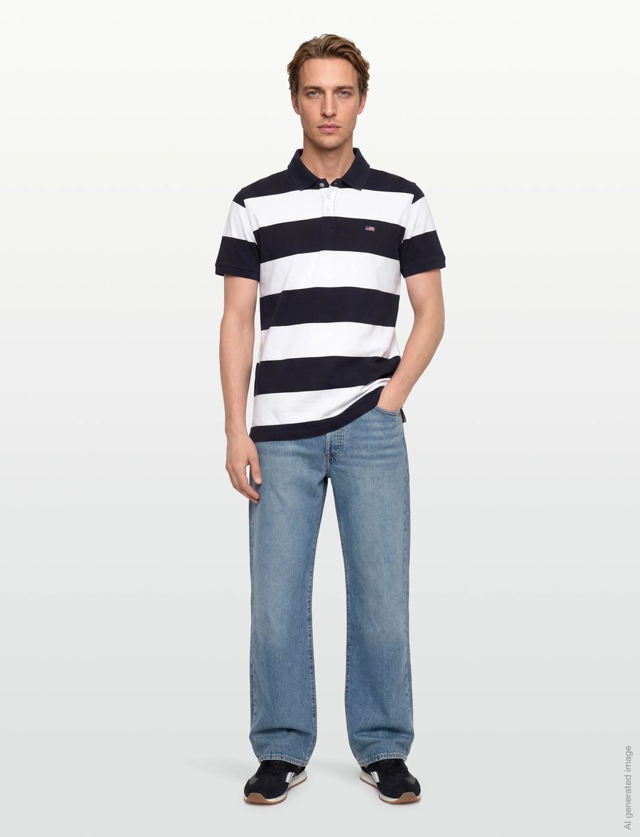 Sebago - Mick Striped Pique - kurzärmelig - navy/white - 0