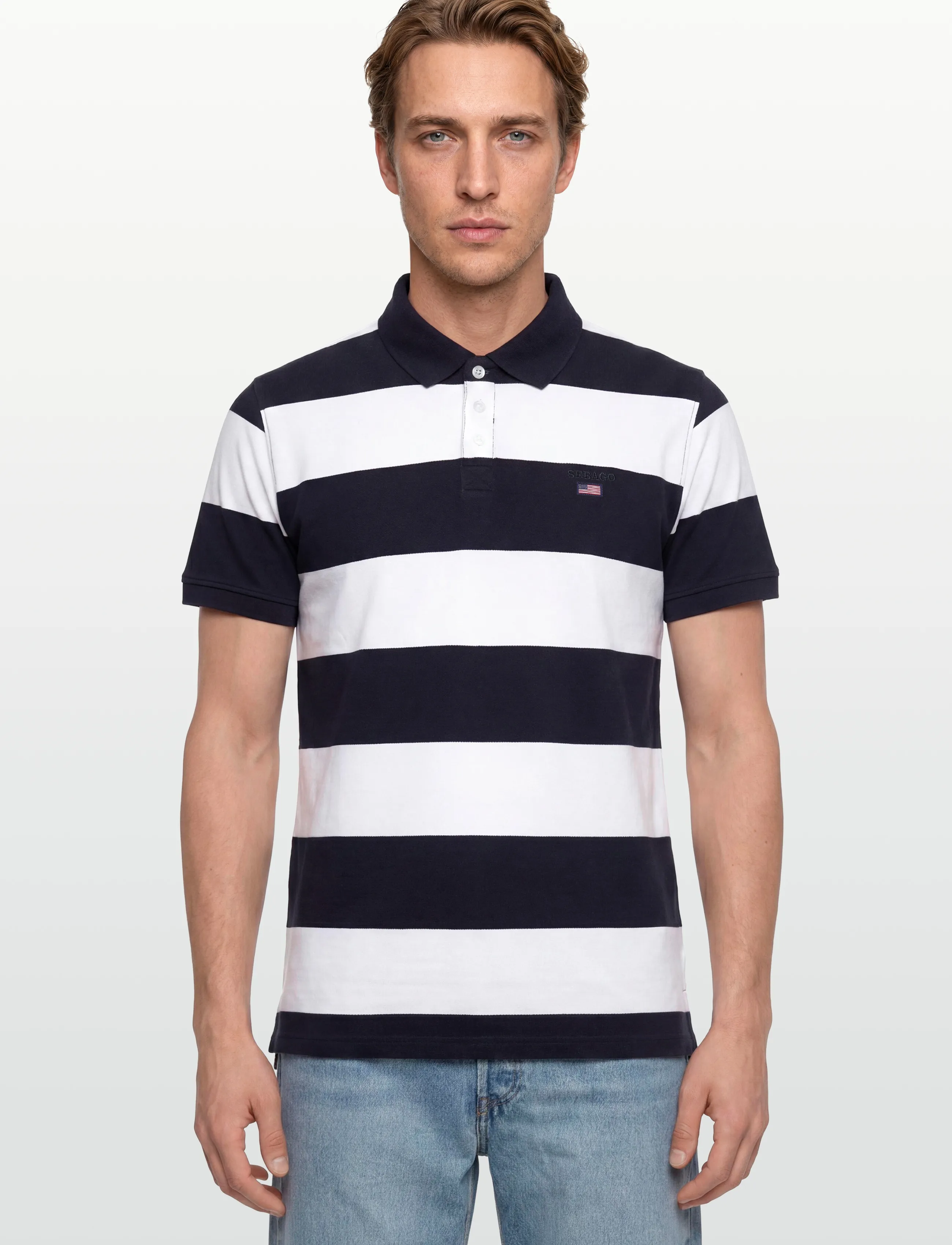 Sebago - Mick Striped Pique - kurzärmelig - navy/white - 3