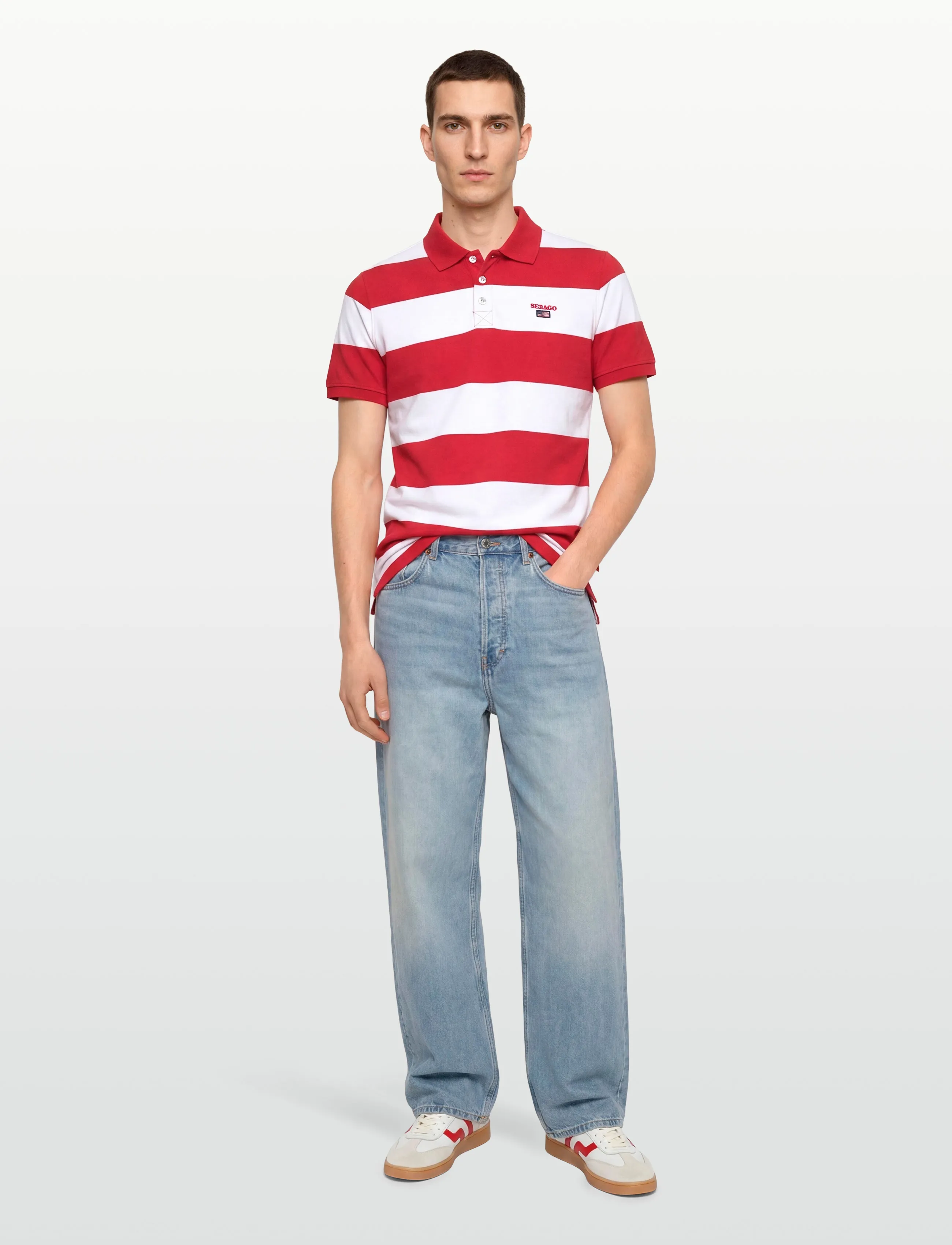 Sebago Mick Striped Pique, XXL, Red, Poloer > Kortærmede, Herre