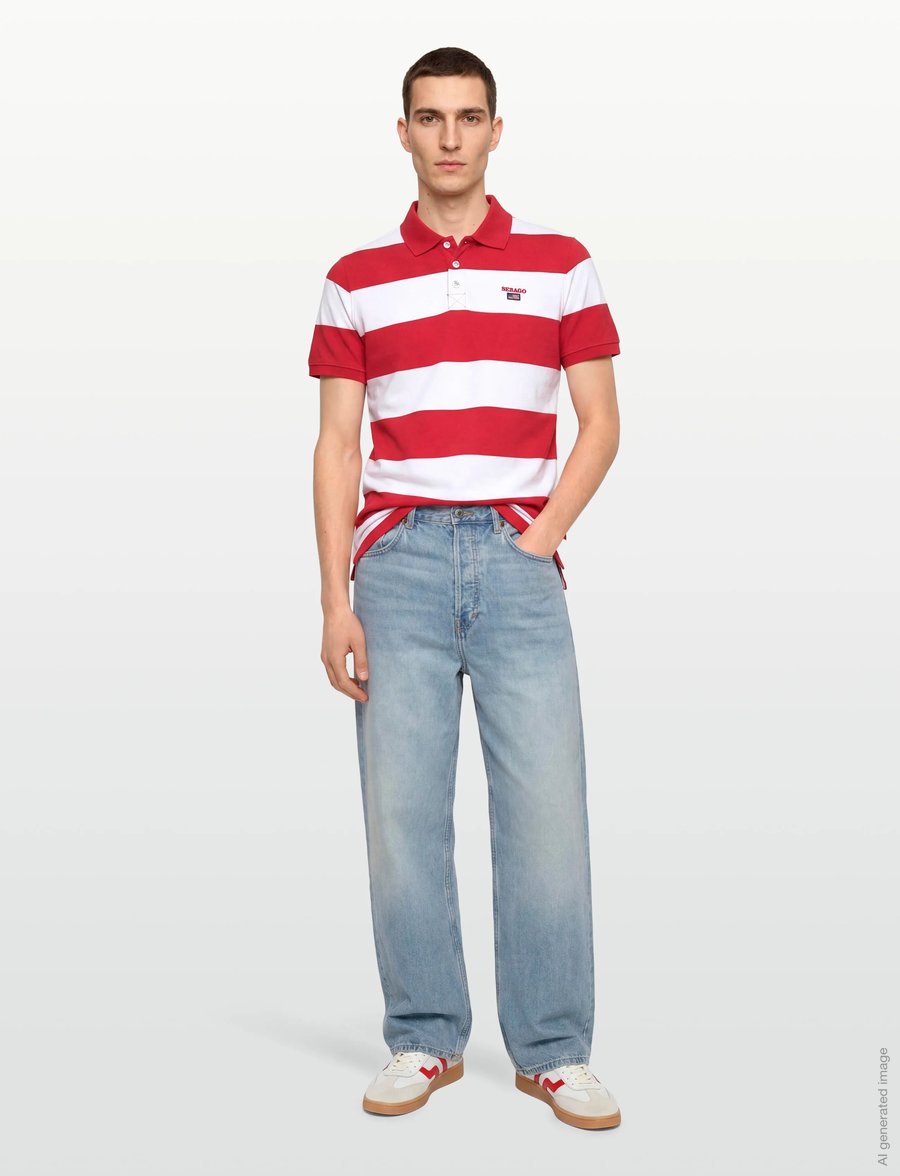 Sebago - Mick Striped Pique - kortærmede poloer - summer red/white - 0