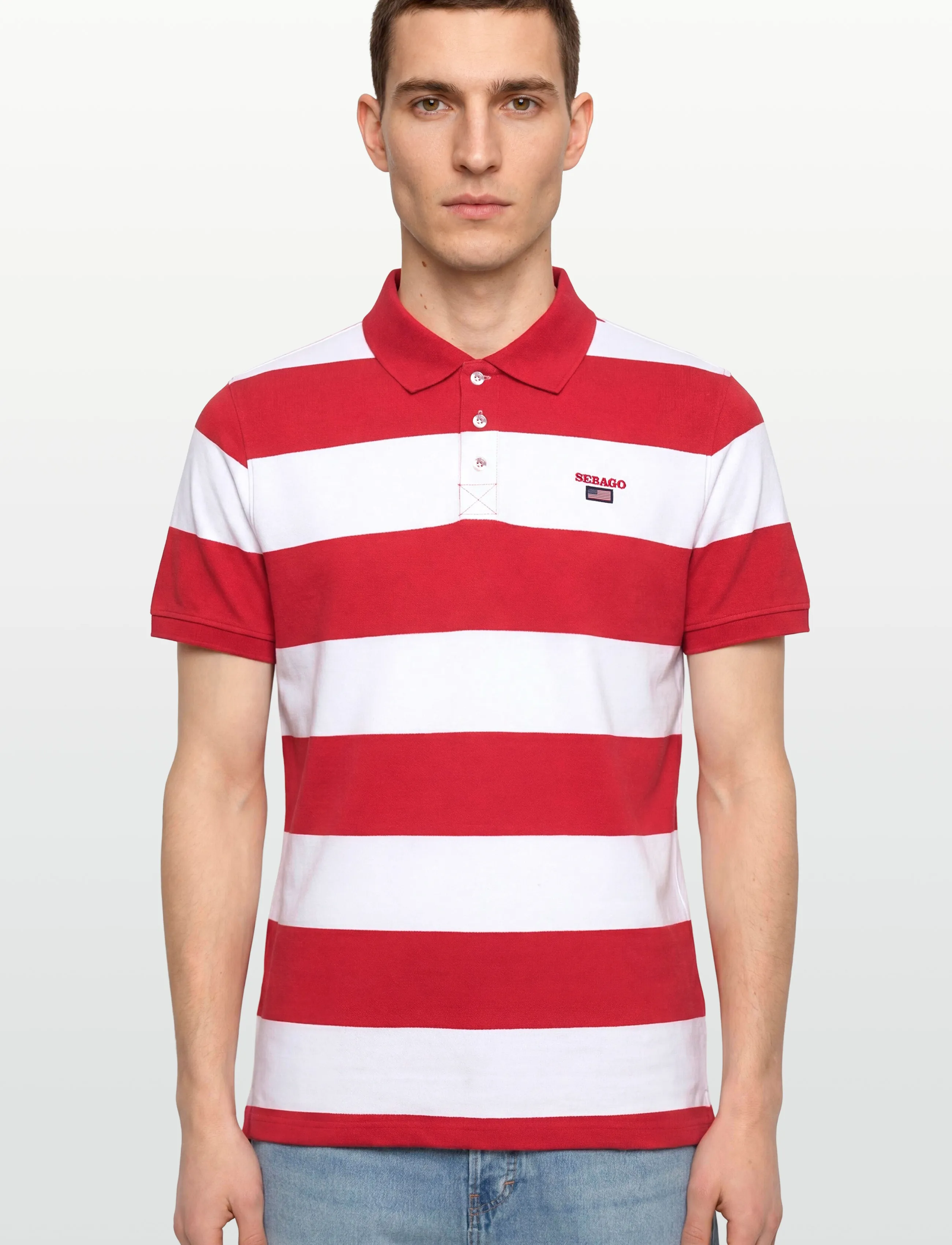 Sebago - Mick Striped Pique - kortærmede poloer - summer red/white - 3