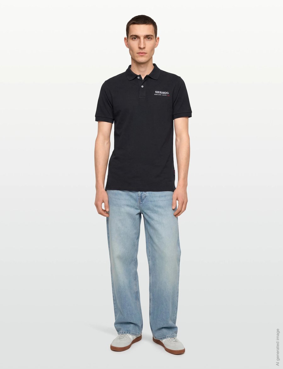 Sebago - Authentic Logo Pique - short-sleeved polos - navy - 0