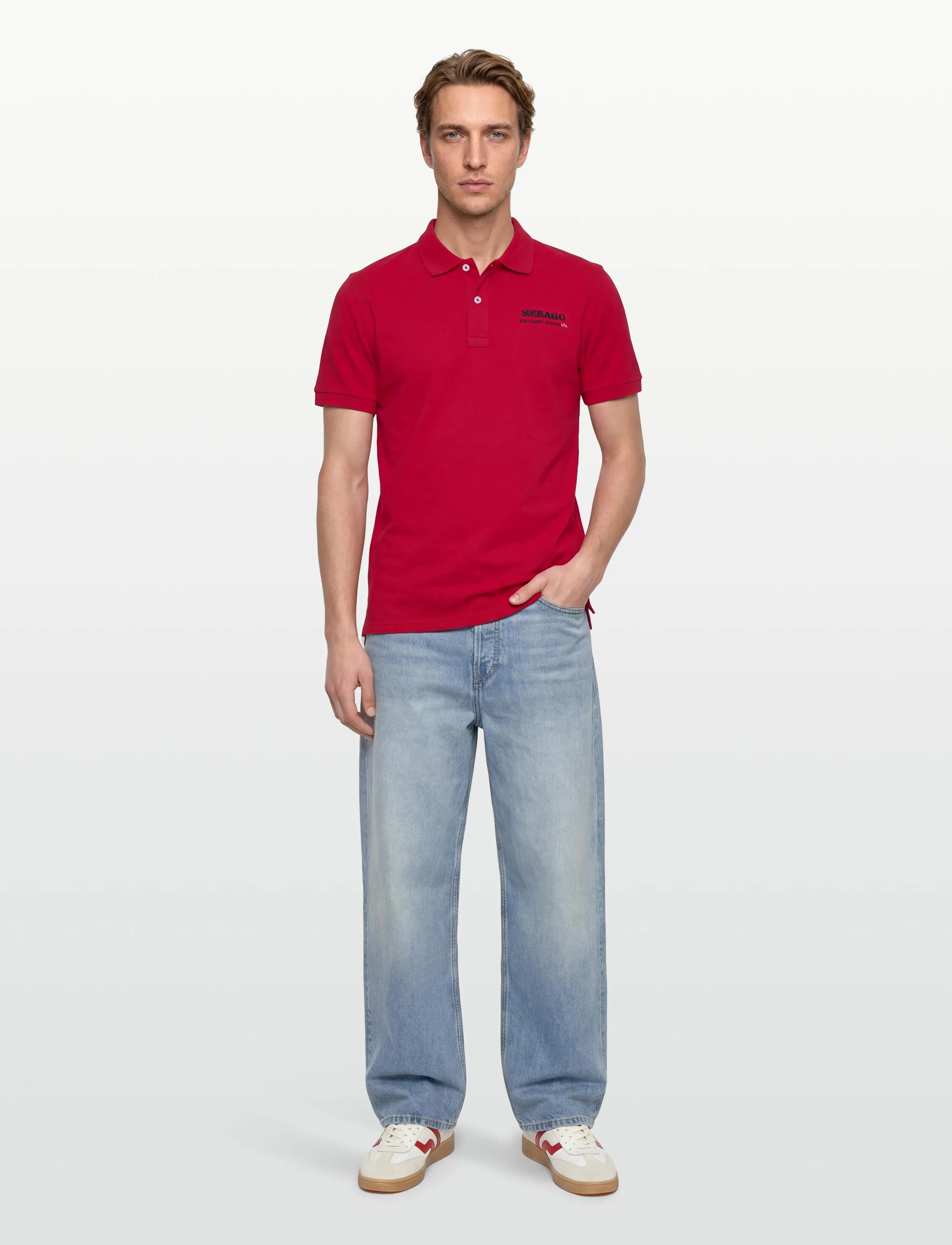 Sebago Authentic Logo Pique, XL, Red, Poloer > Kortærmede, Herre