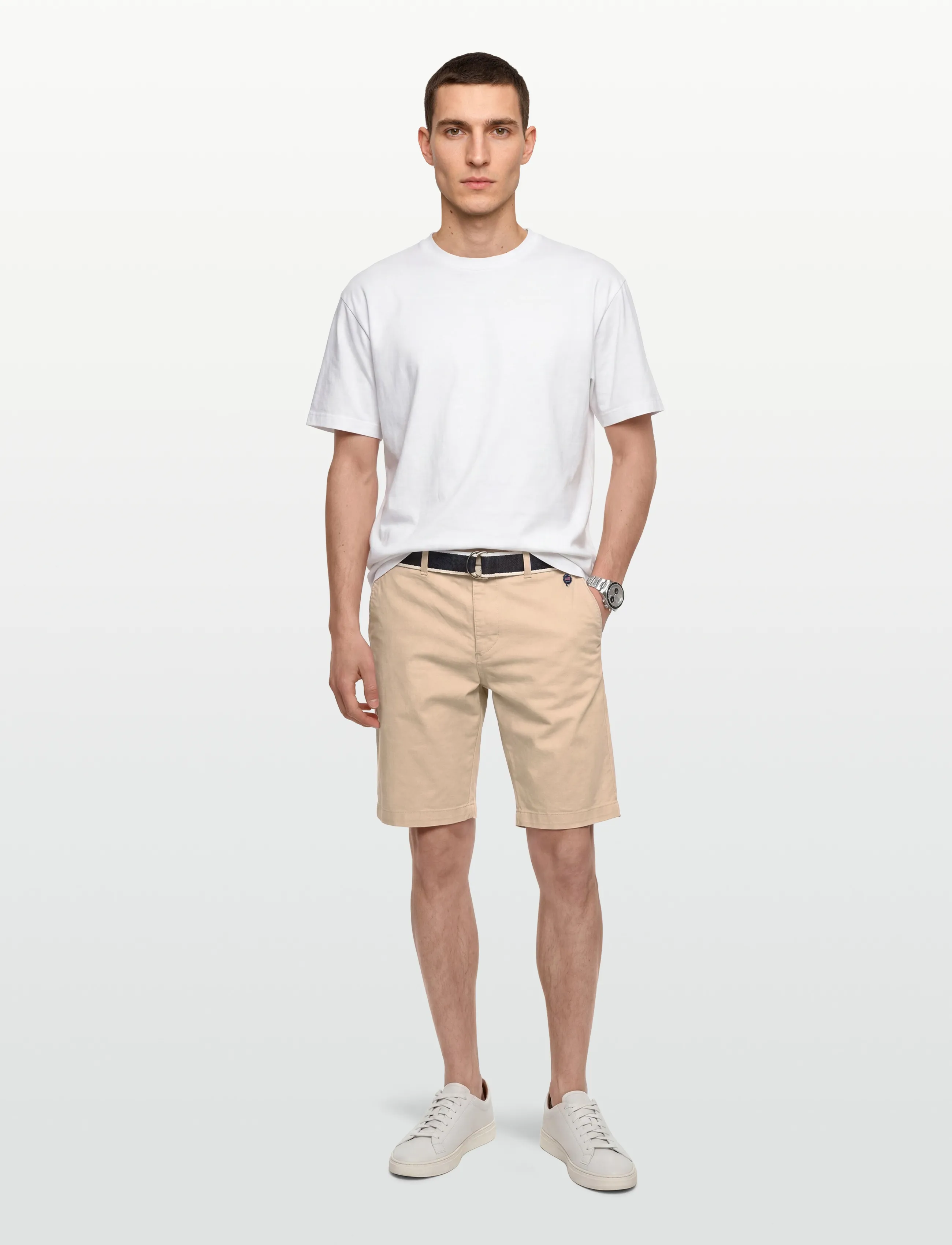 Sebago Dks Belted Bermuda Shorts, S, Beige, Shorts > Chinoshorts, Herre