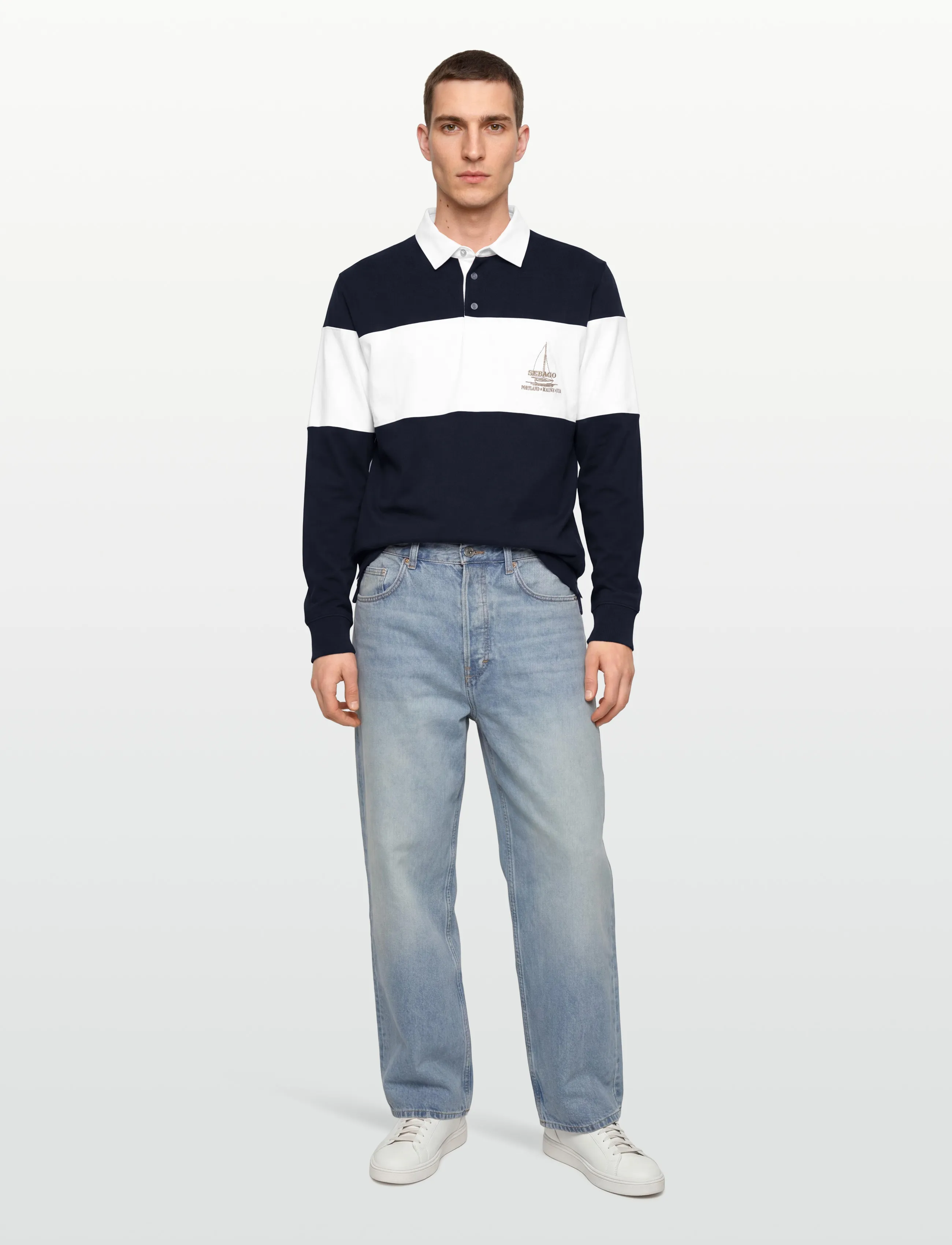 Sebago Block Rugger, XXL, Navy, Poloer > Langærmede, Herre