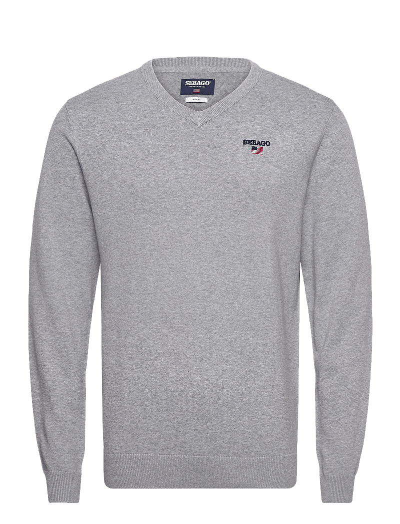 Sebago - Viktor Cotton V-Neck - v-ausschnitt - grey melange - 0