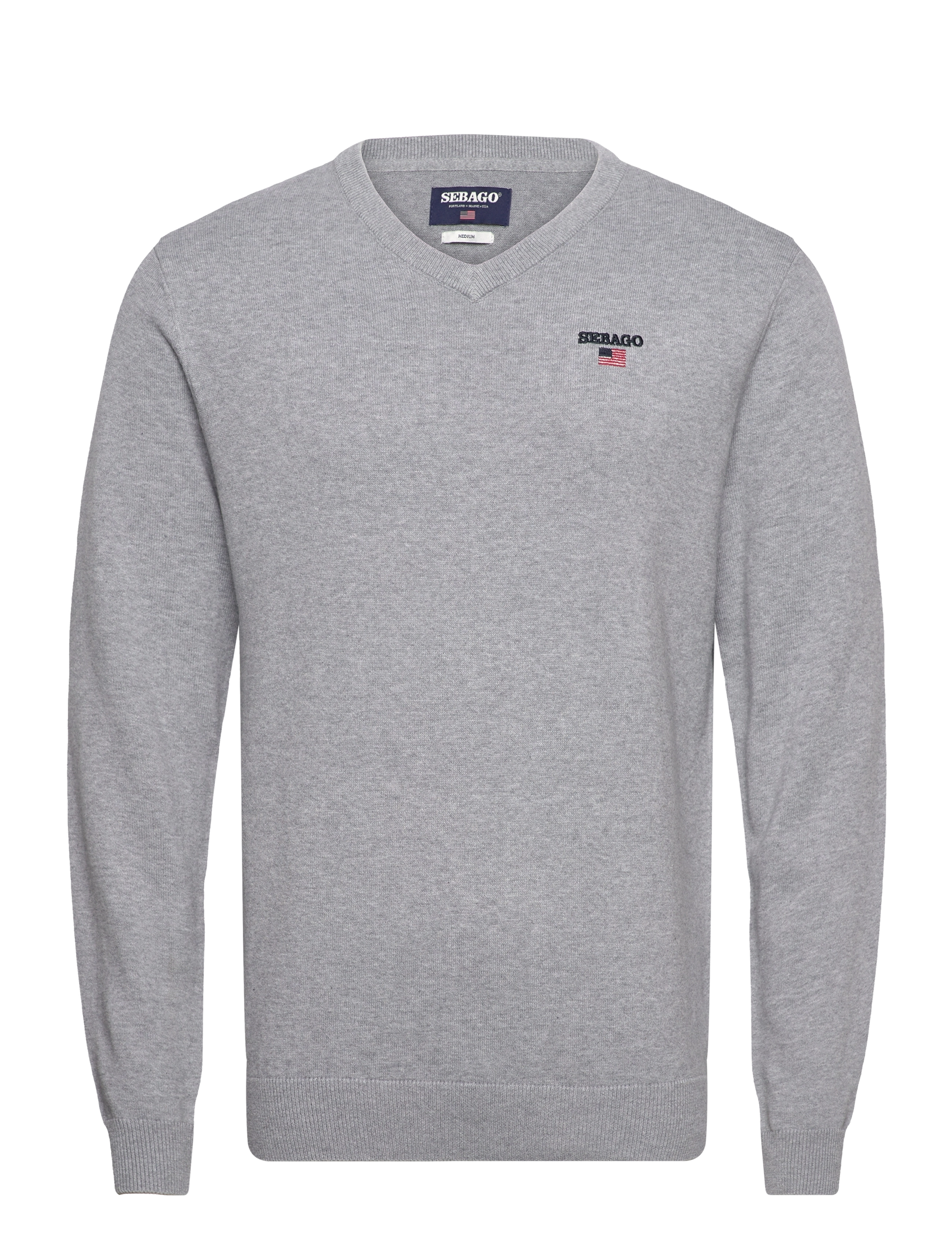 Sebago - Viktor Cotton V-Neck - basic-strickmode - grey melange - 0