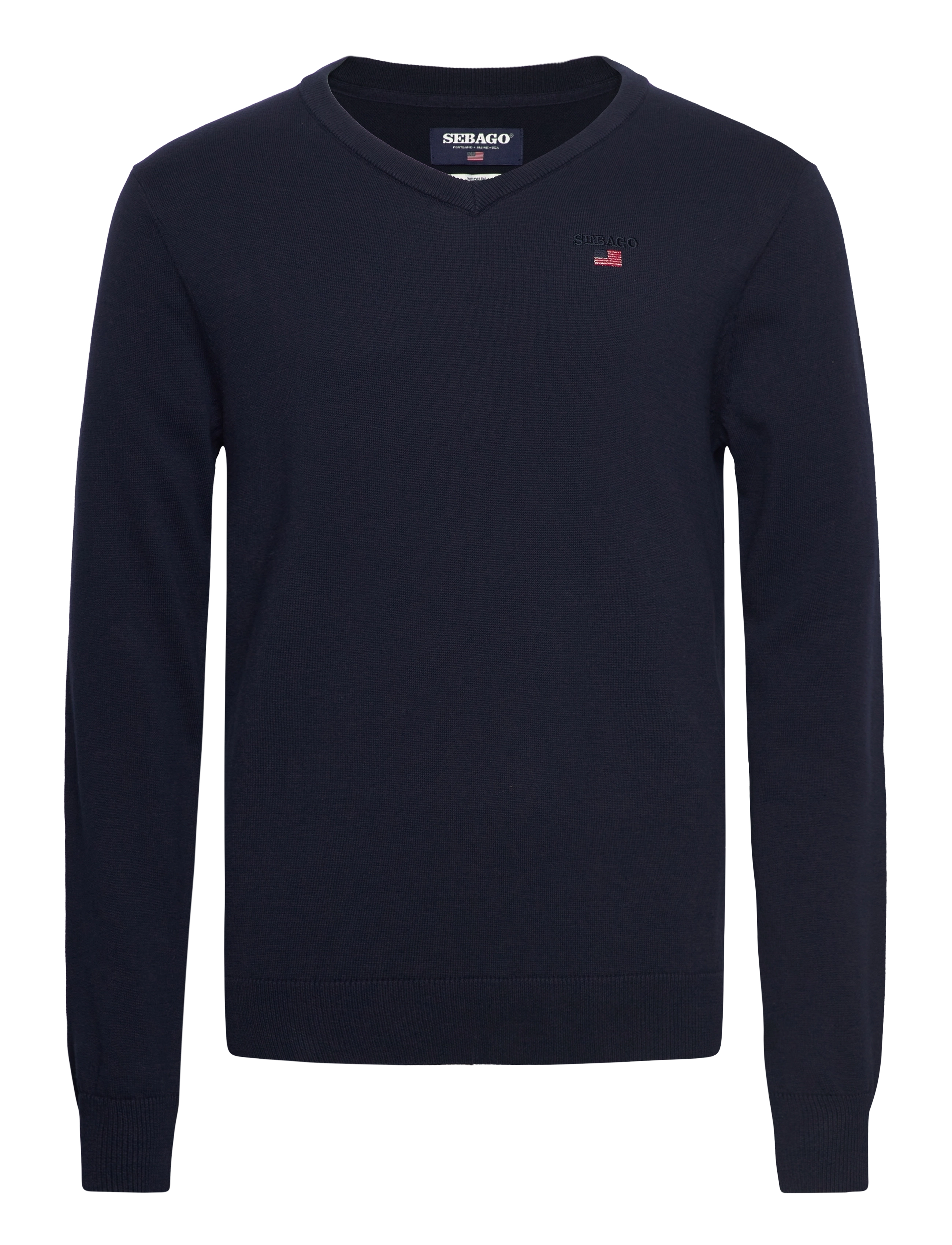 Sebago Viktor Cotton V-Neck, S, Knitwear, Marineblau - V-necks, Männerswear