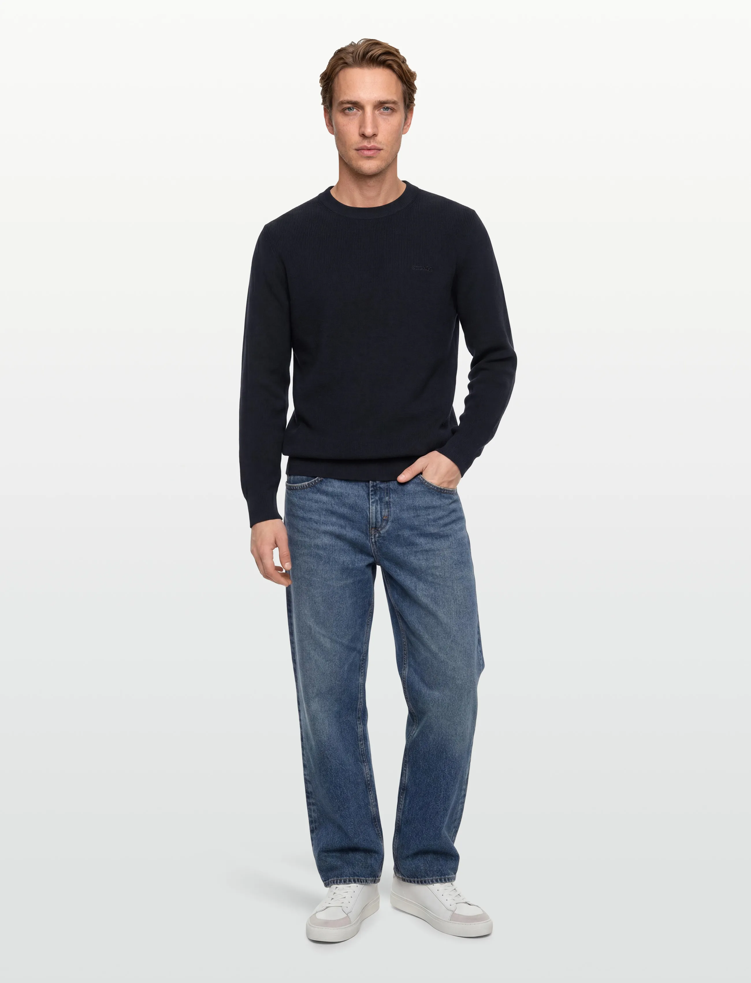 Sebago Leo Cotton Crew, 3XL, Knitwear, Marineblau - Round Necks, Männerswear
