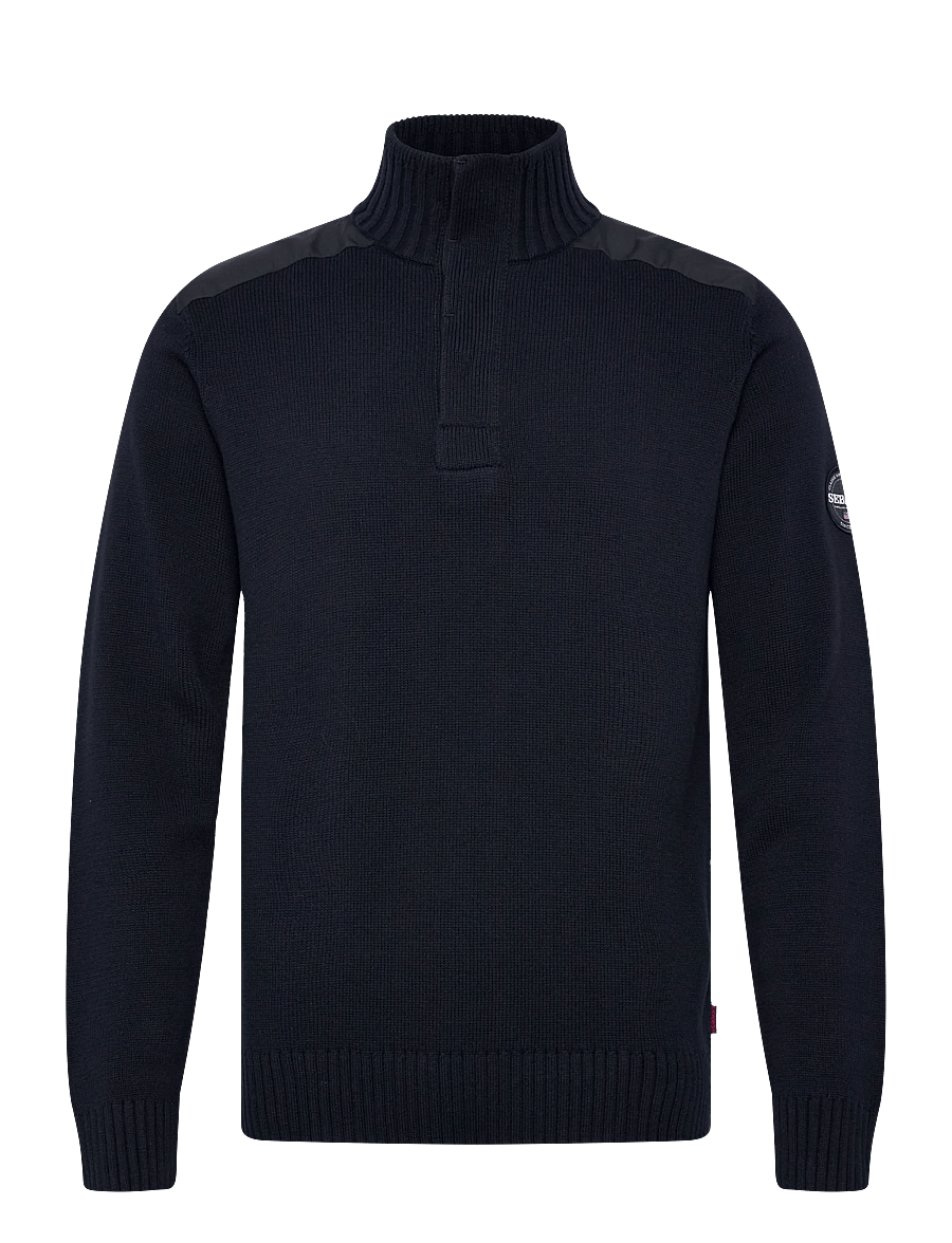 Sebago - Buck Knitted Sweater - halfzip strik - navy - 1