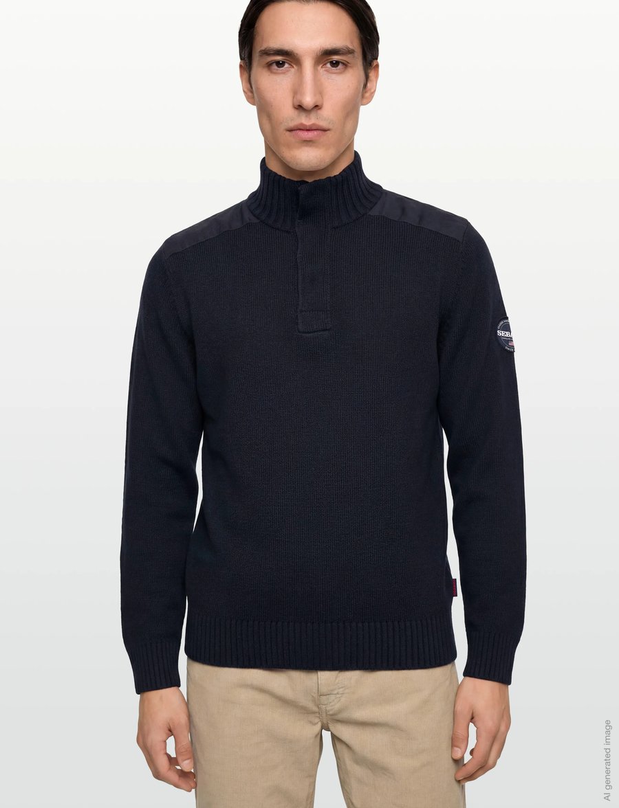 Sebago - Buck Knitted Sweater - halfzip strik - navy - 3
