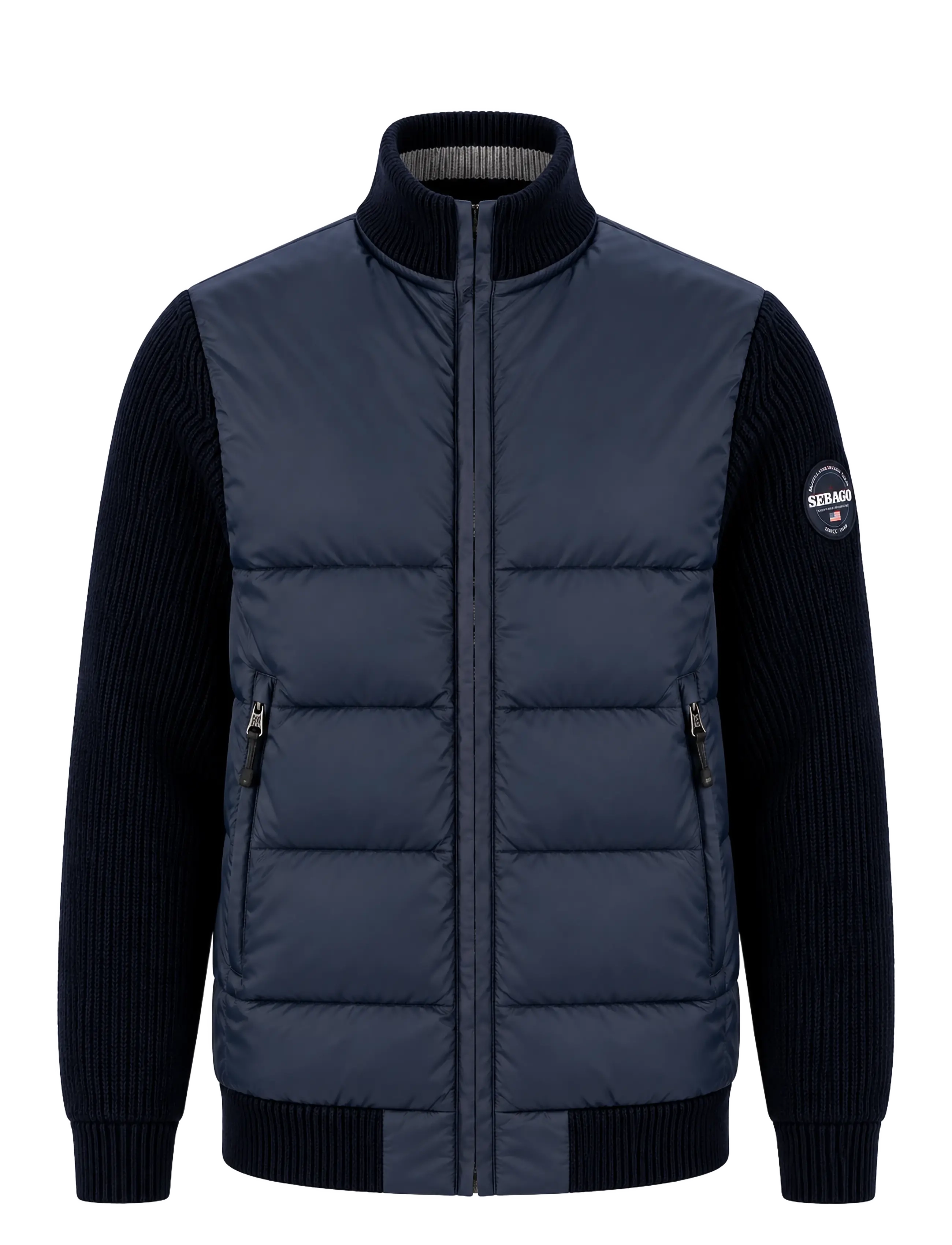Sebago Cole Hybrid Knit Jacket, Kapuzen Strickjacke, Marineblau, Gr.XL