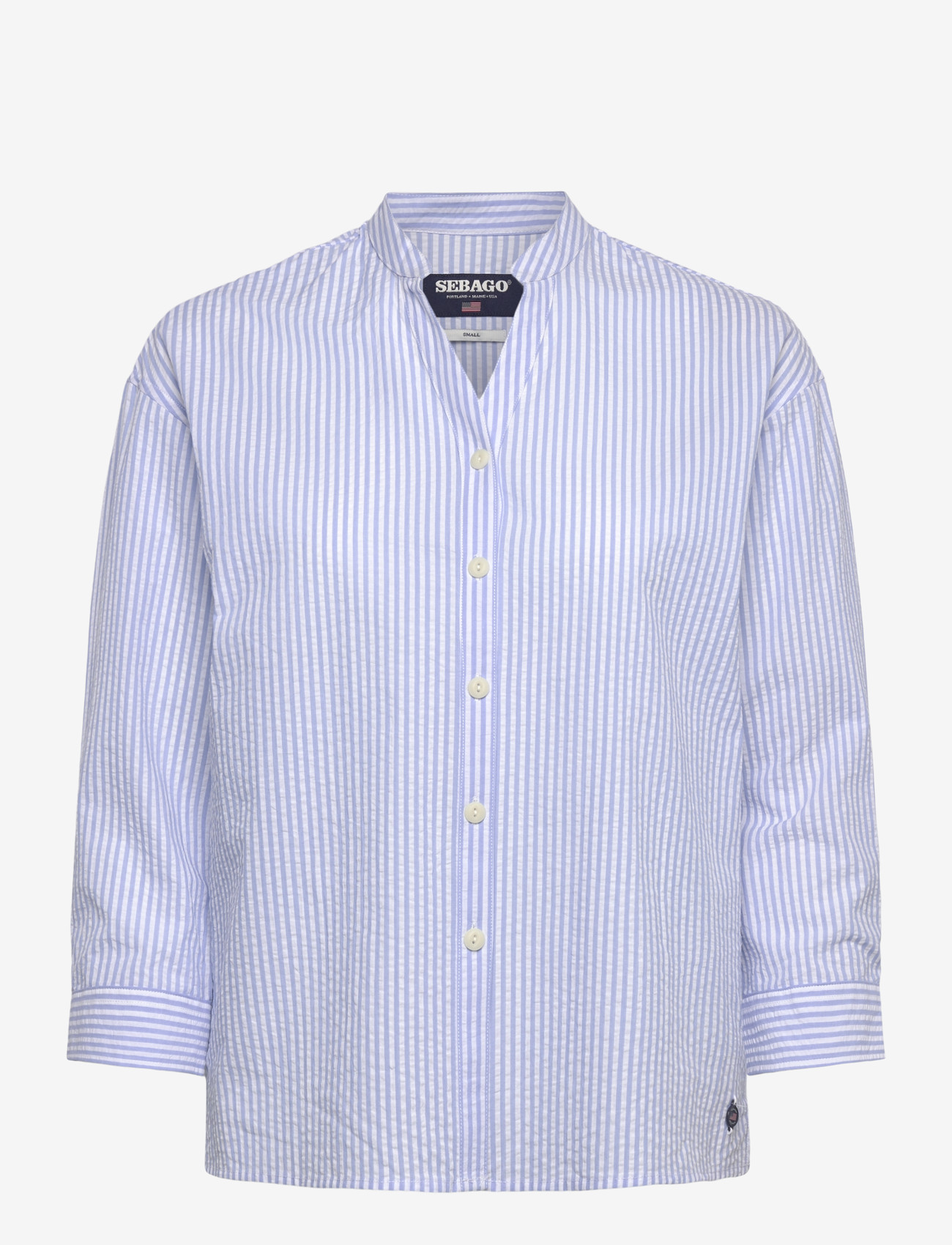 Sebago - Seersucker Blouse - langärmlige blusen - lt. blue/white - 0