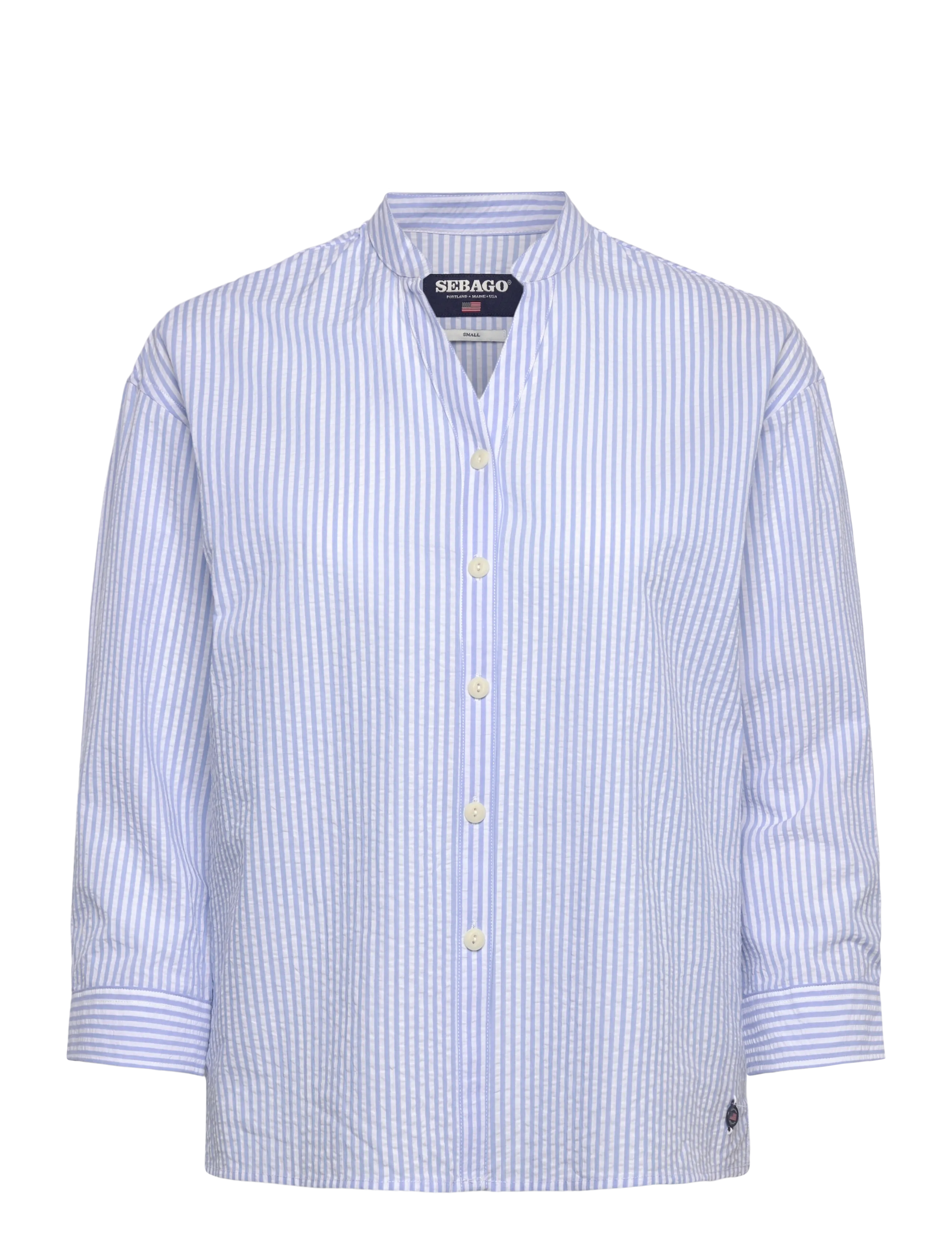 Sebago Seersucker Blouse - Fashion Trends - LT. BLUE/WHITE / blue