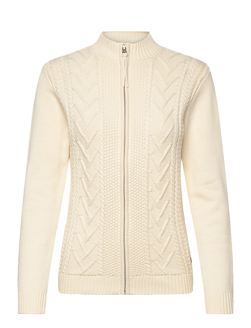 Sebago - Cable Knit Zip Sweater - koftor - offwhite - 0