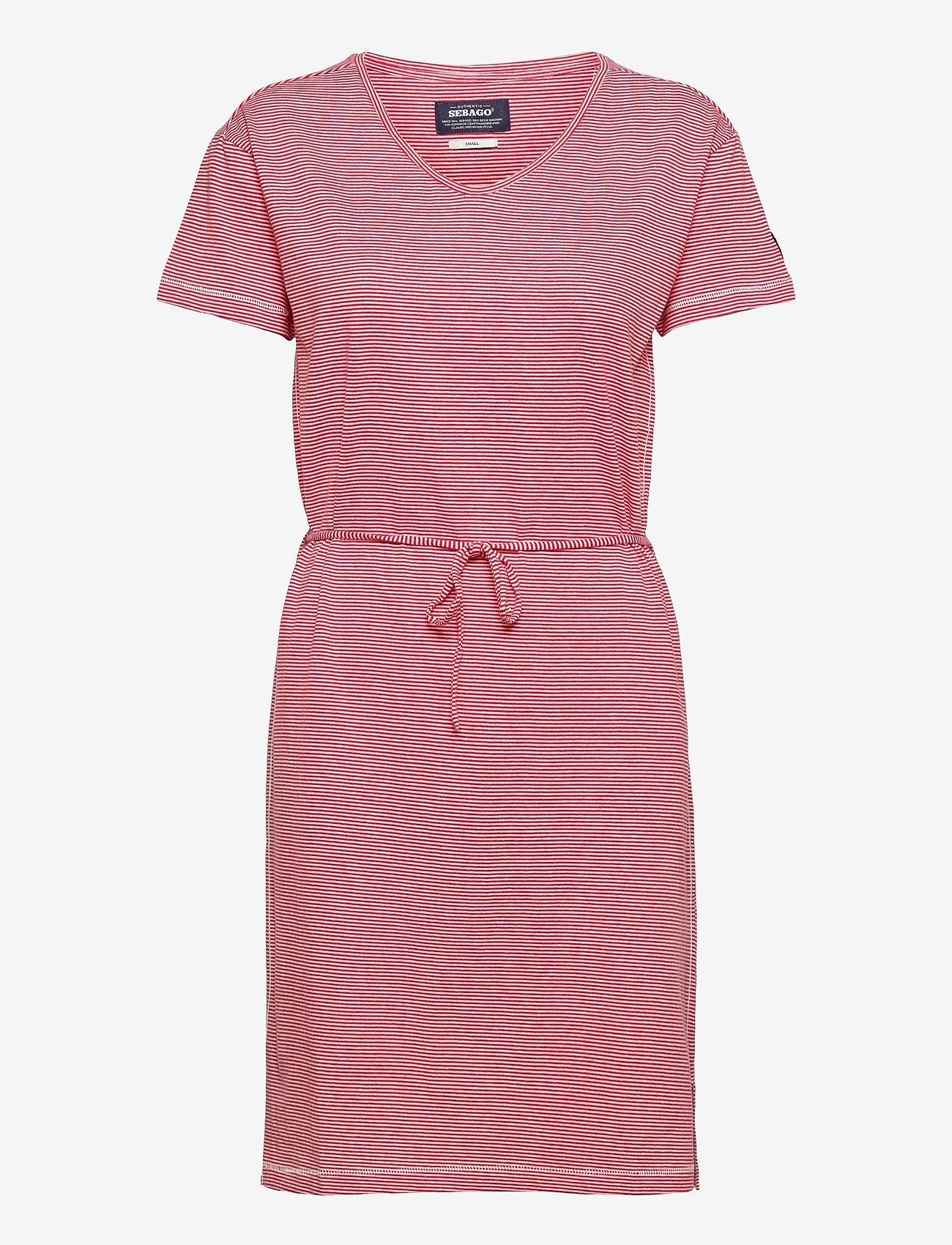 Sebago - DKS Linen Jersey Midi Dress - red/offwhite - 0