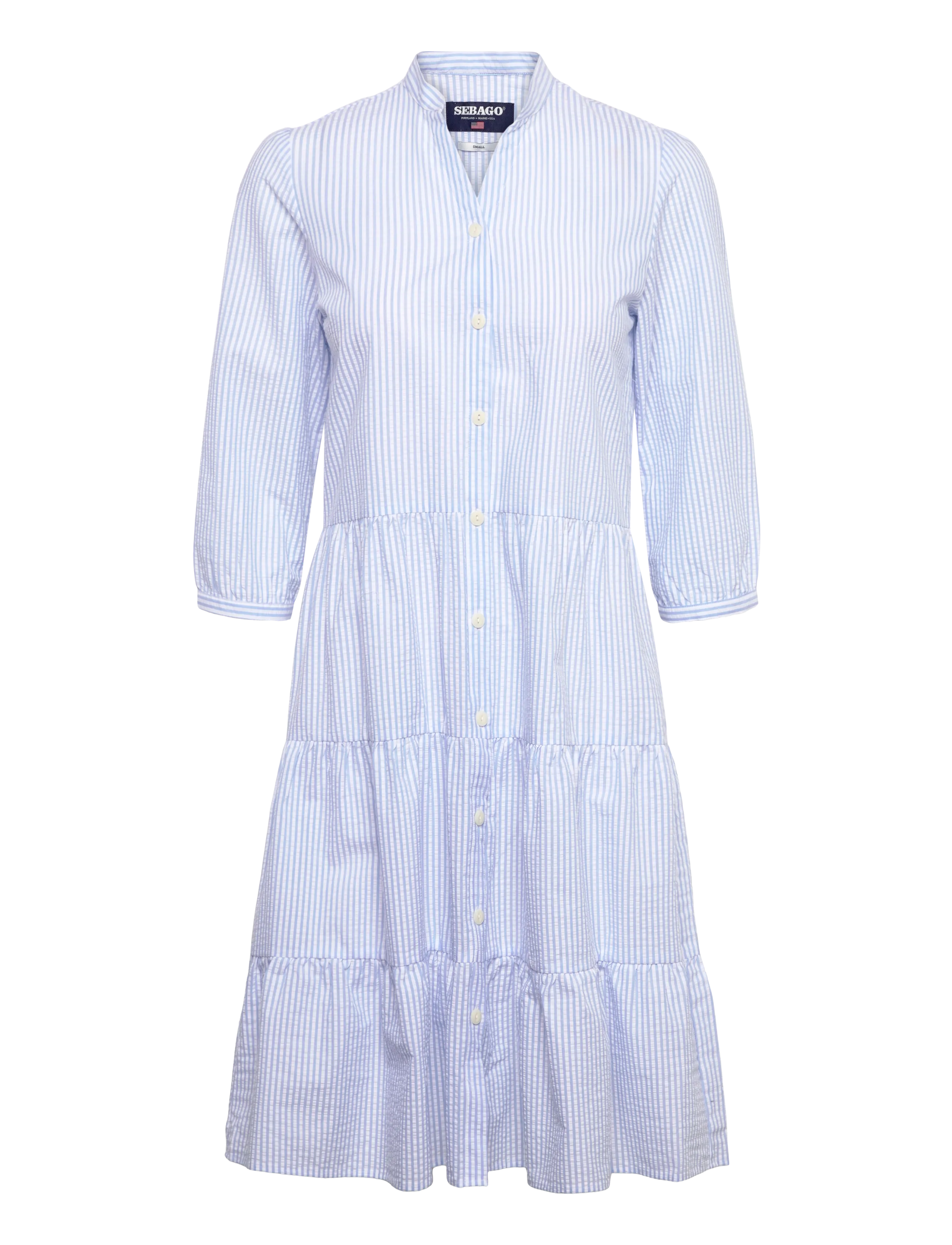 Sebago Seersucker Dress - Kurze Kleider - LT. BLUE/WHITE / blue
