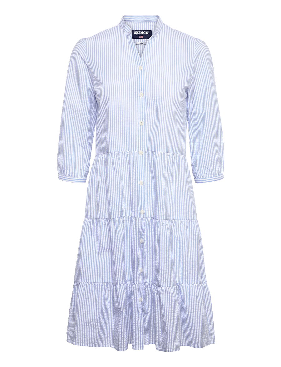 Sebago - Seersucker Dress - sommerkleider - lt. blue/white - 0