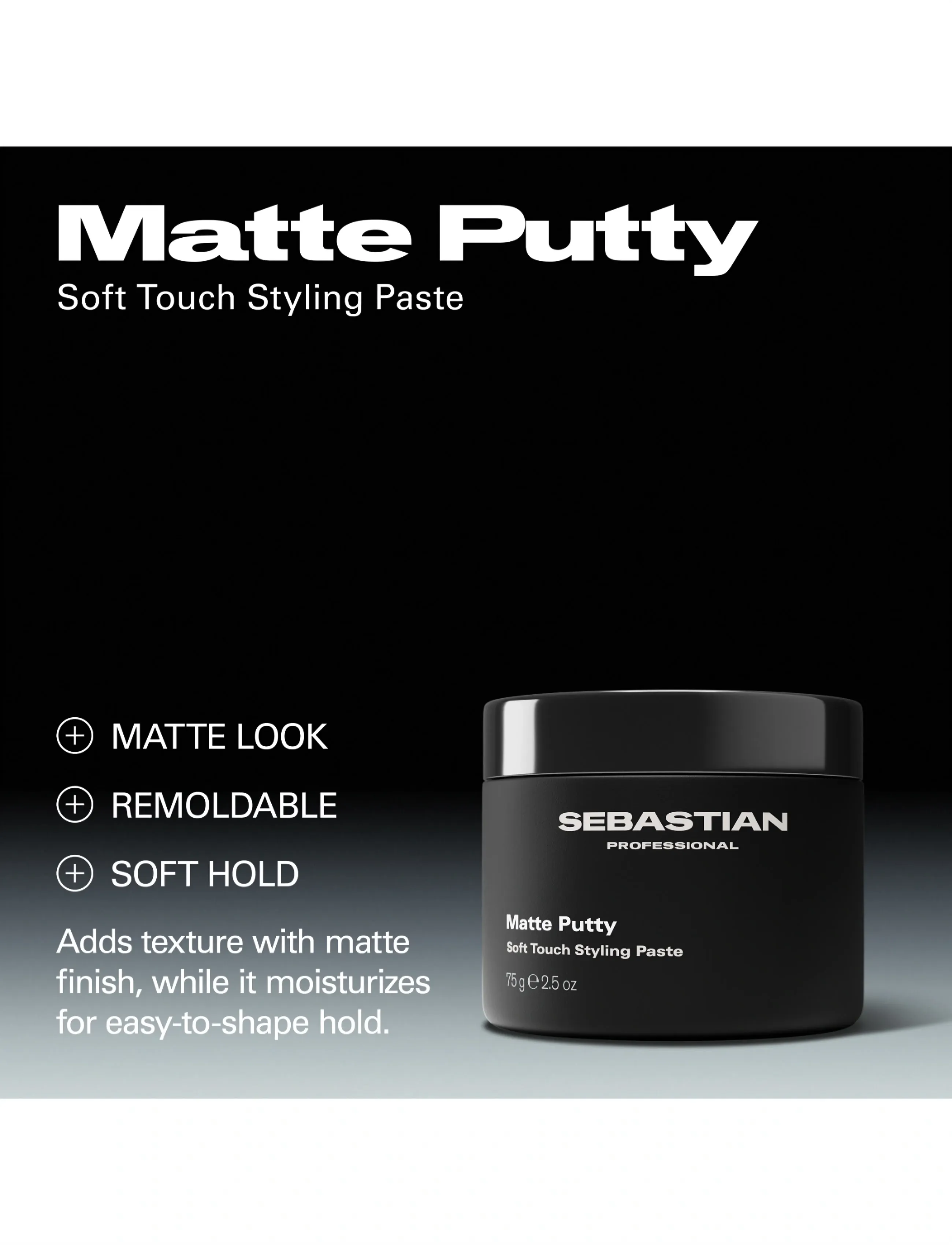 Sebastian Professional - Sebastian Professional Matte Putty Soft Touch Styling Paste 75g - paste - no color - 4
