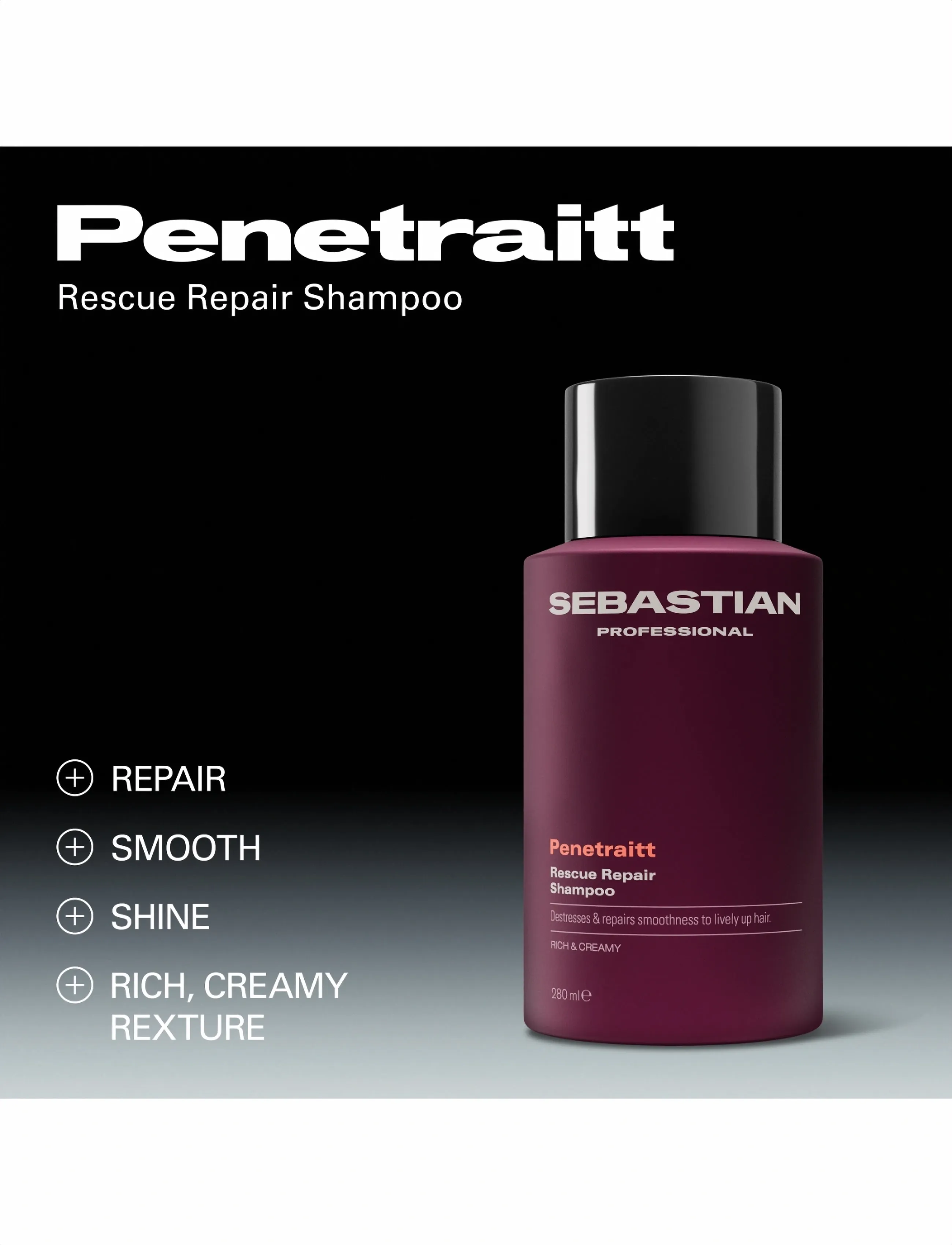 Sebastian Professional - Sebastian Professional Penetraitt Rescue Repair Shampoo 280ml - hårpleje - no color - 2
