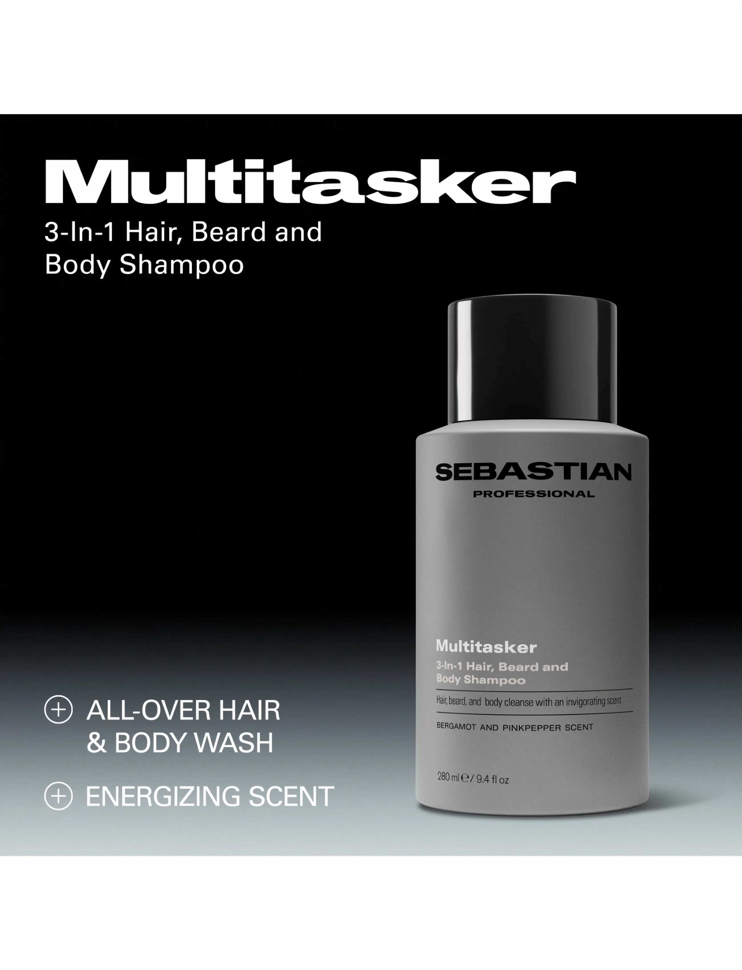 Sebastian Professional - Sebastian Professional Multitasker for Men 3-in-1 Hair, Beard and Body Shampoo 280ml - shampoo - no color - 3