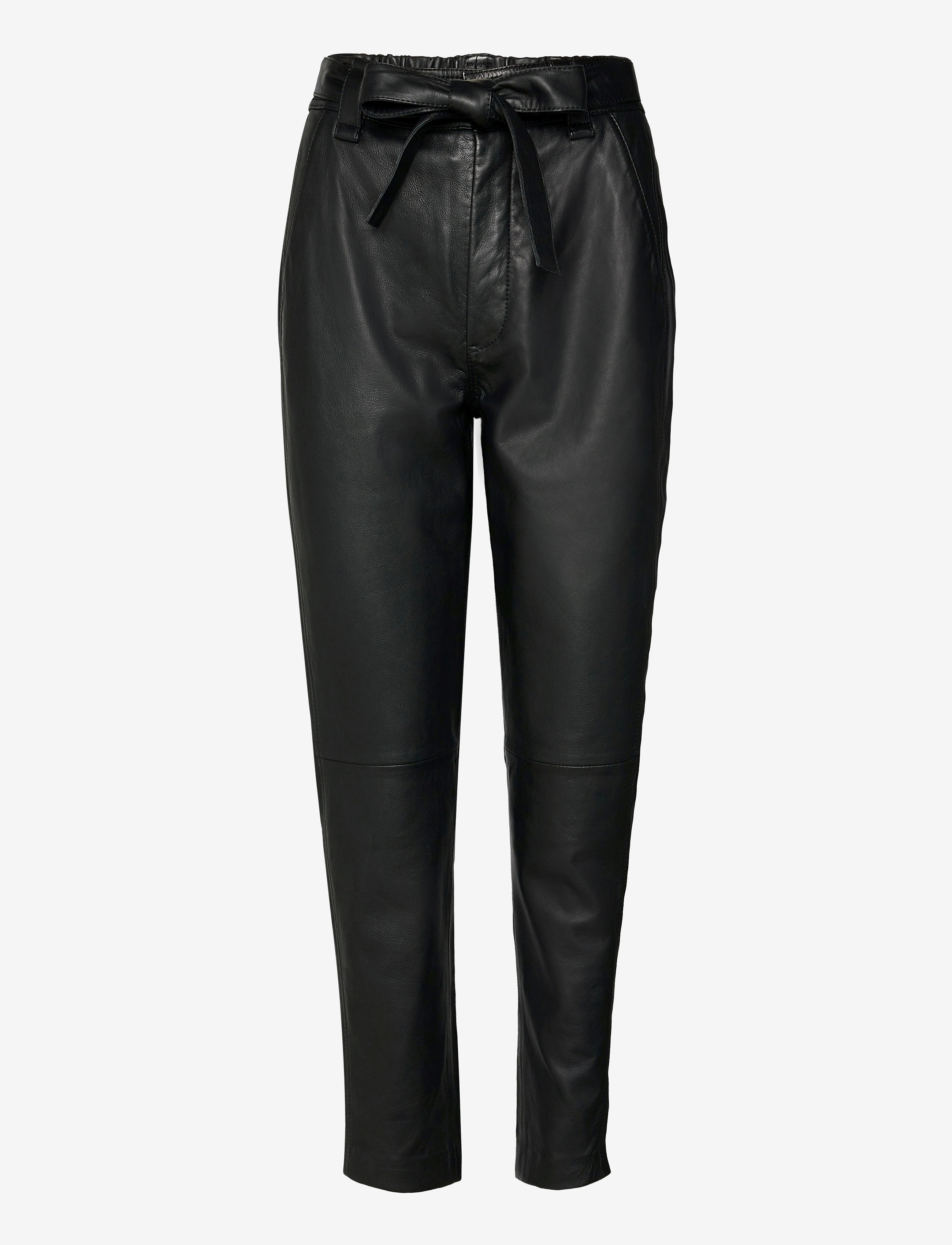 Second Female Indie Leather New Trousers - Bukser - BLACK / black