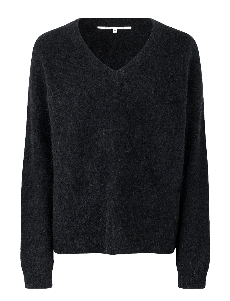Second Female - Brook Knit Oversize V-Neck - sviitrid - black - 1