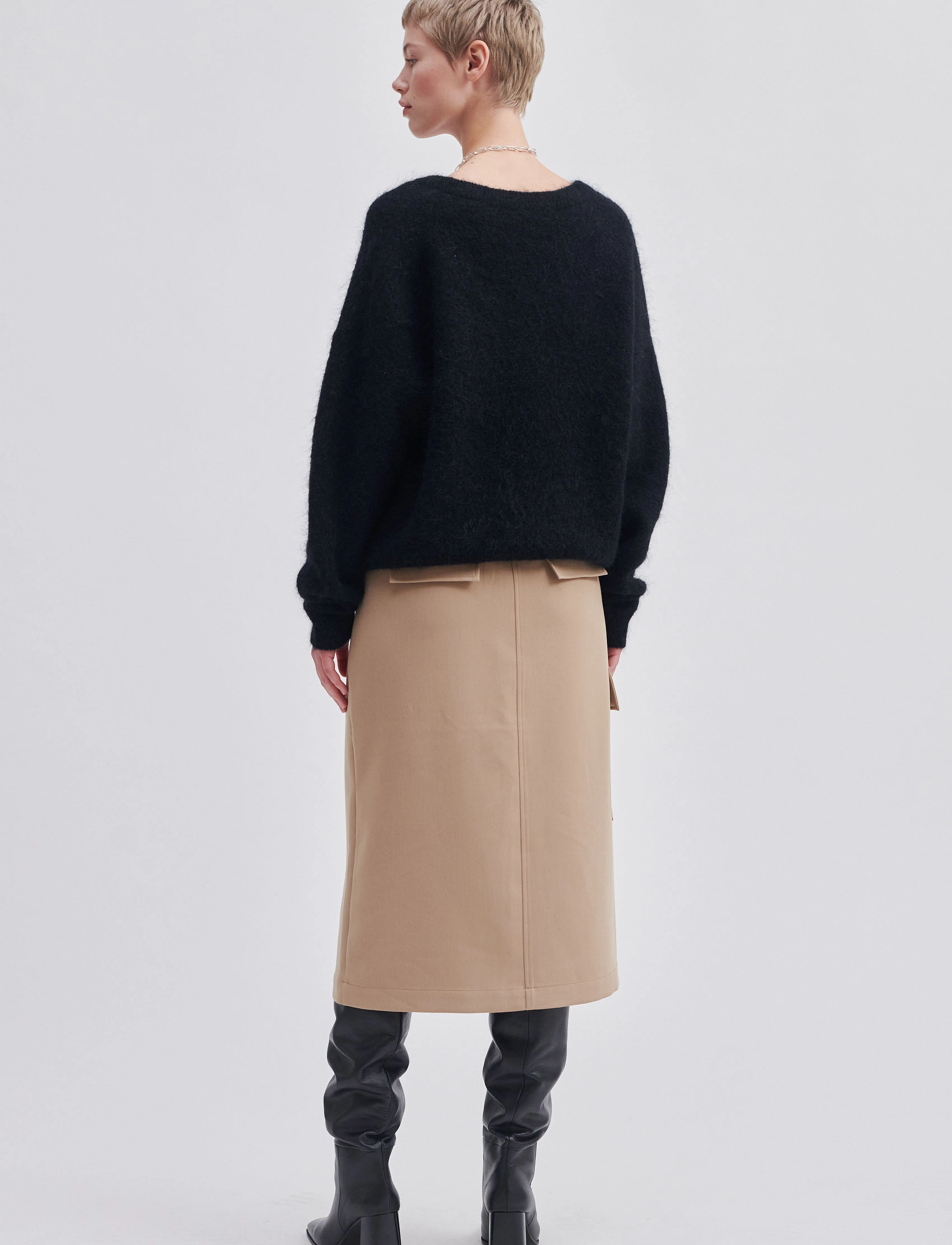 Second Female - Brook Knit Oversize V-Neck - peysur - black - 4