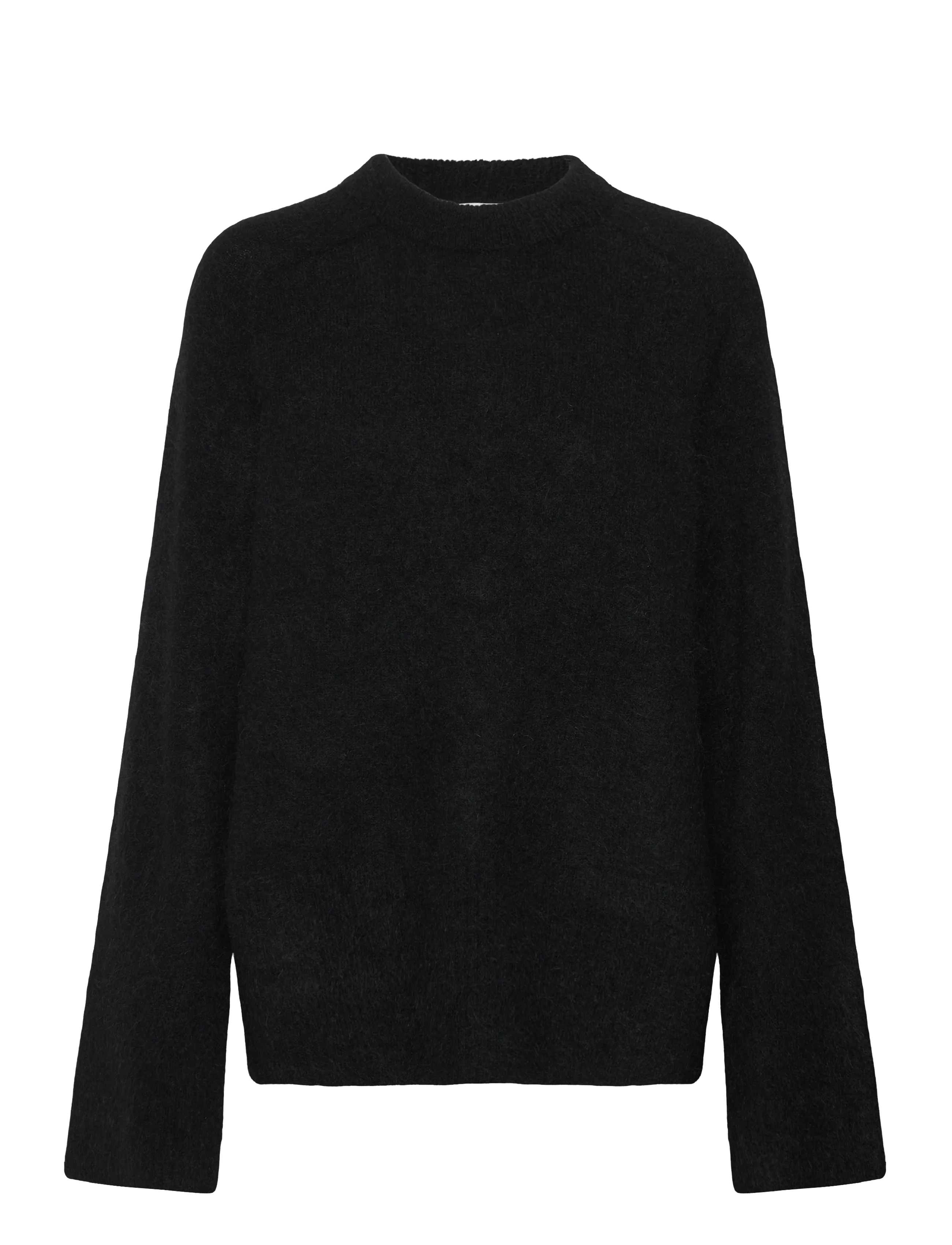 Second Female Brookline Knit Raglan O-Neck - Strickmode - BLACK / black