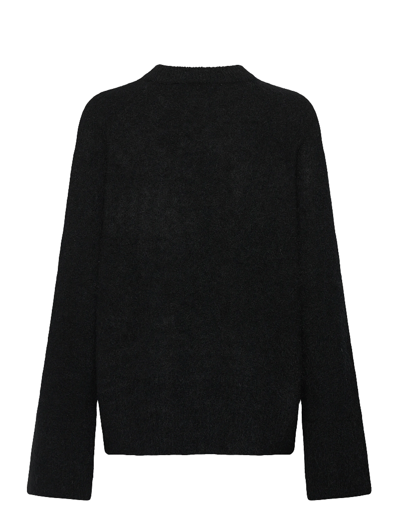 Second Female - Brookline Knit Raglan O-Neck - striktrøjer - black - 1