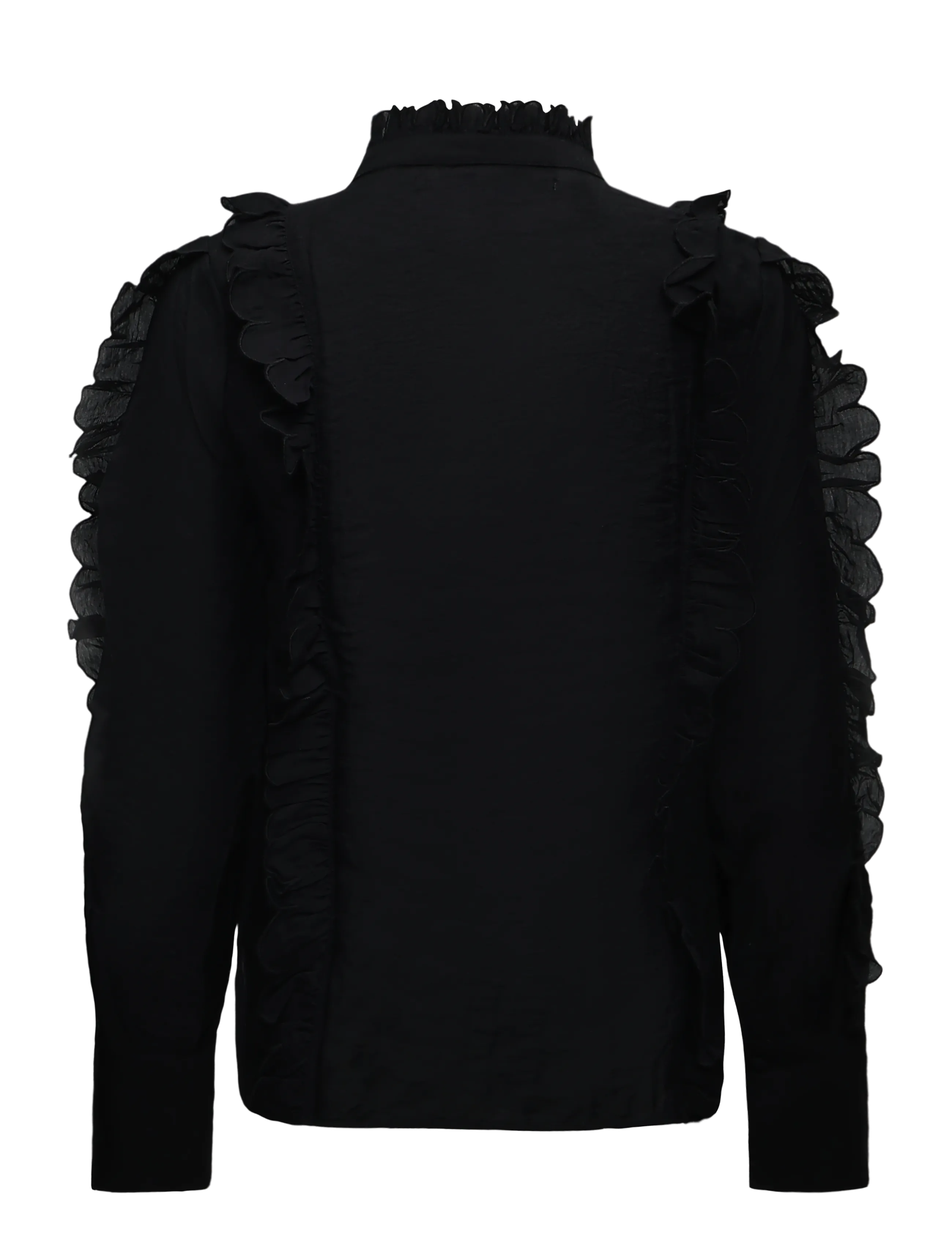 Second Female - Cally Frill Shirt - långärmade skjortor - black - 1