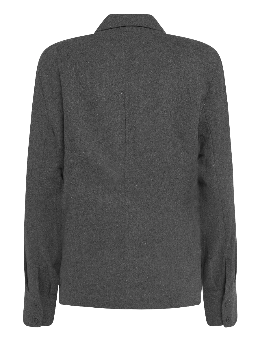 Second Female - Milea Wrap Shirt - langärmlige hemden - dark grey melange - 1