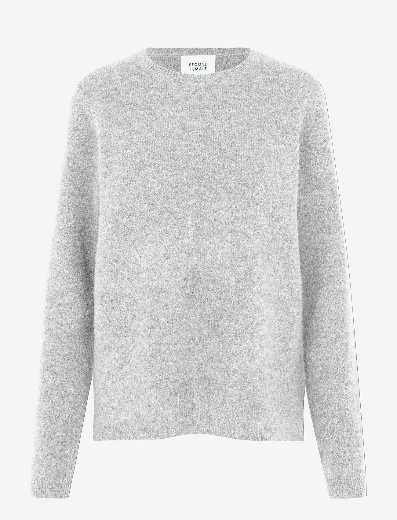 Second Female - Brook Knit New O-Neck - grey melange - 0