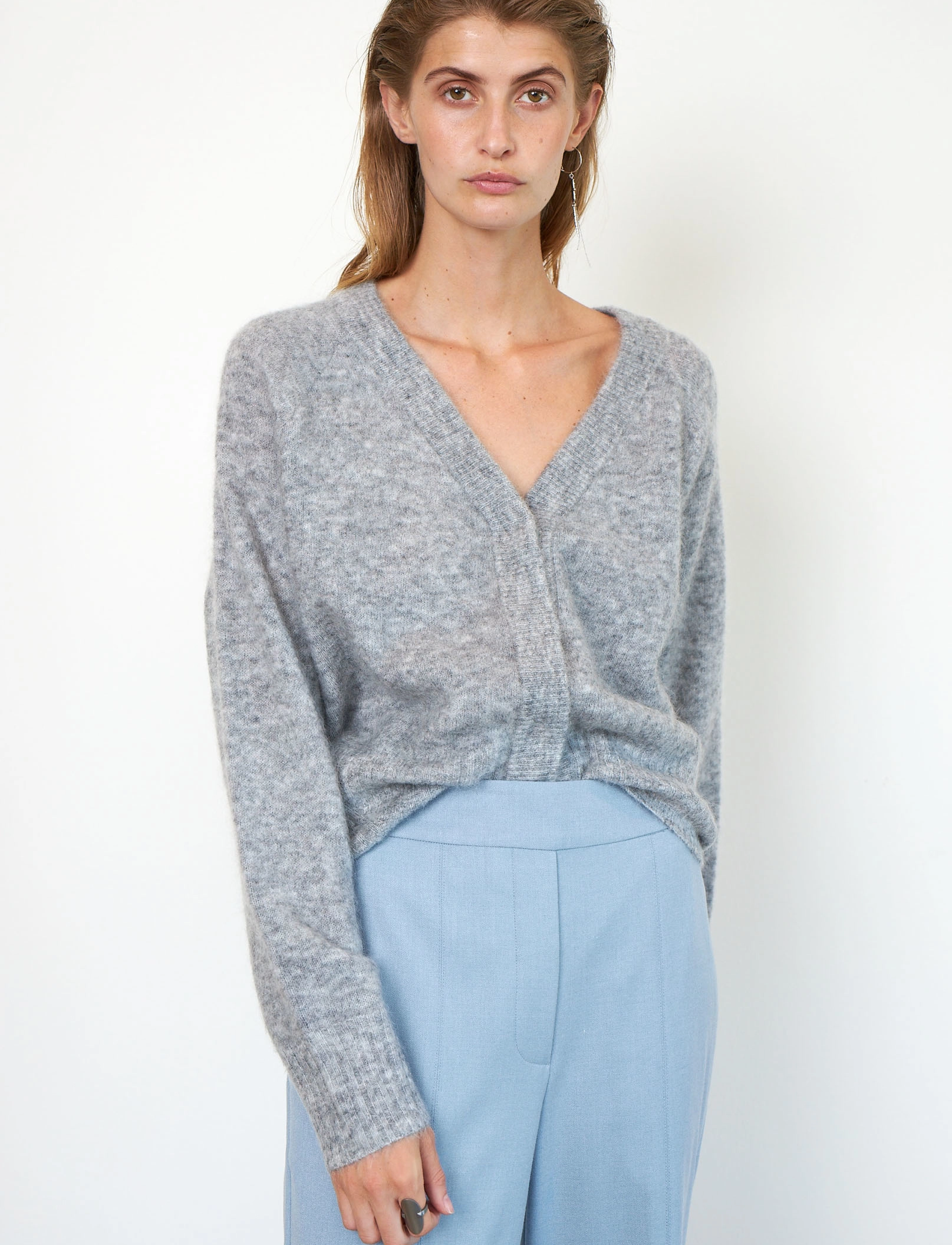 Second Female - Brook Knit Boxy Cardigan - grey melange - 2