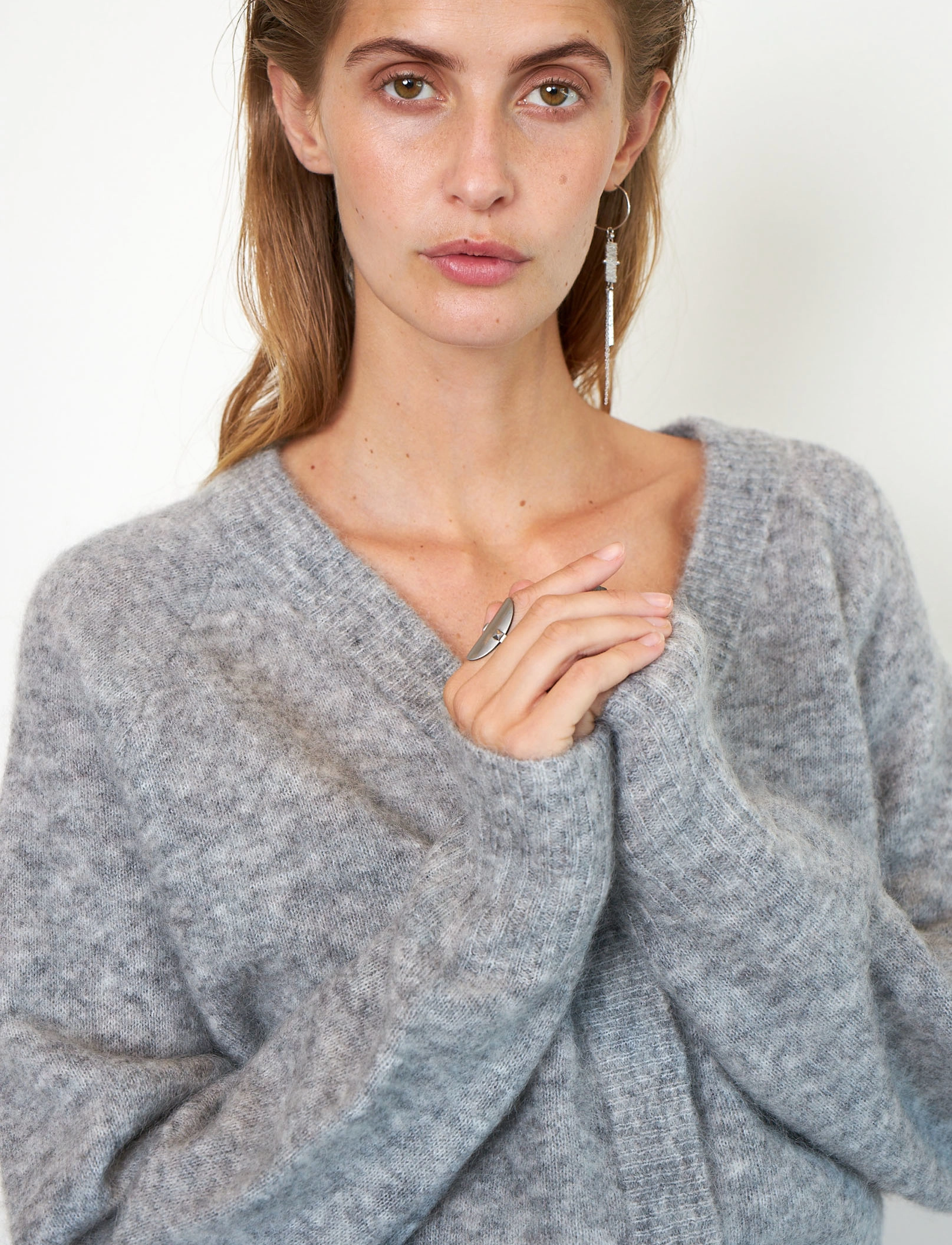 Second Female - Brook Knit Boxy Cardigan - grey melange - 4