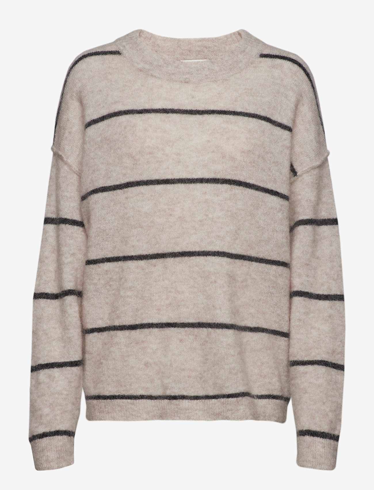 Second Female - Brook Knit New Loose Striped O-Neck - brazilian sand - 0