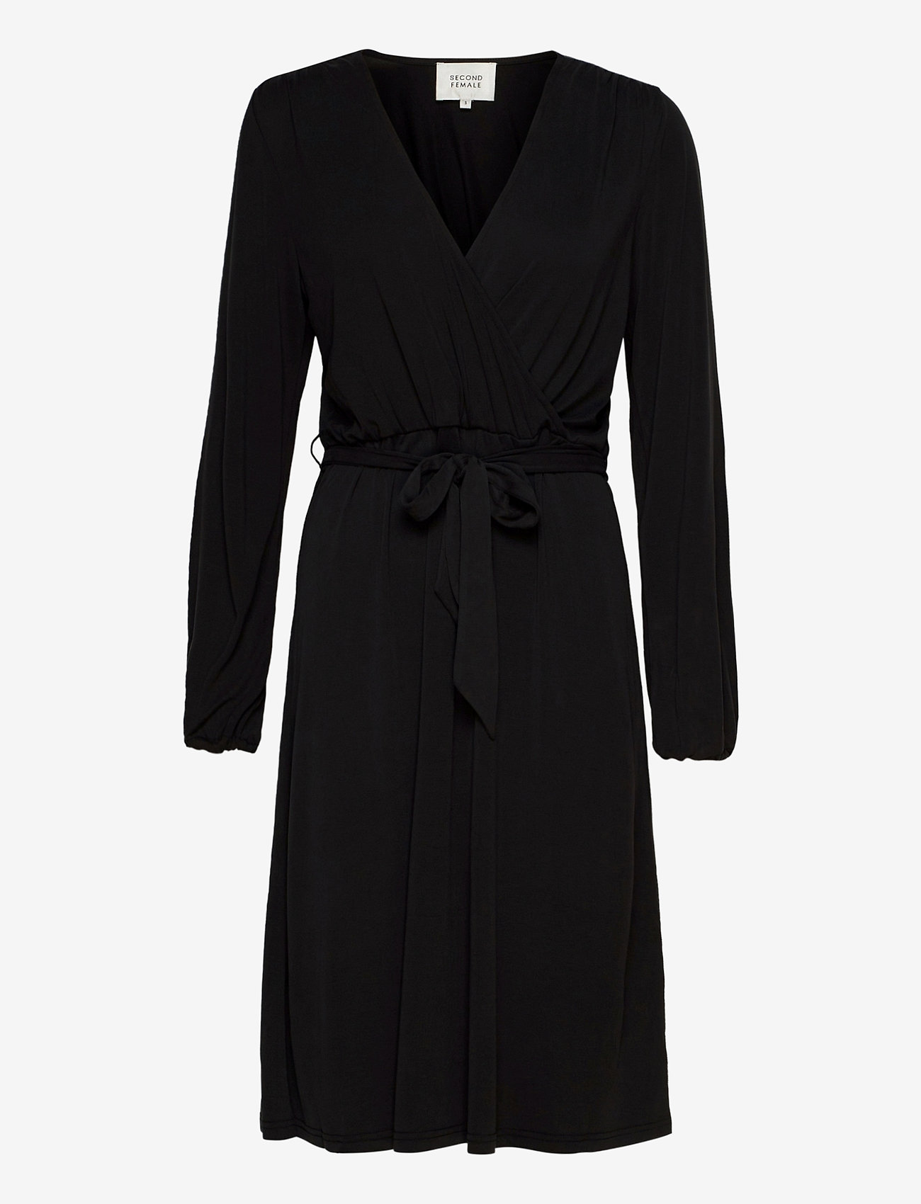 Second Female - Missa Drape Dress - midi dresses - black - 0