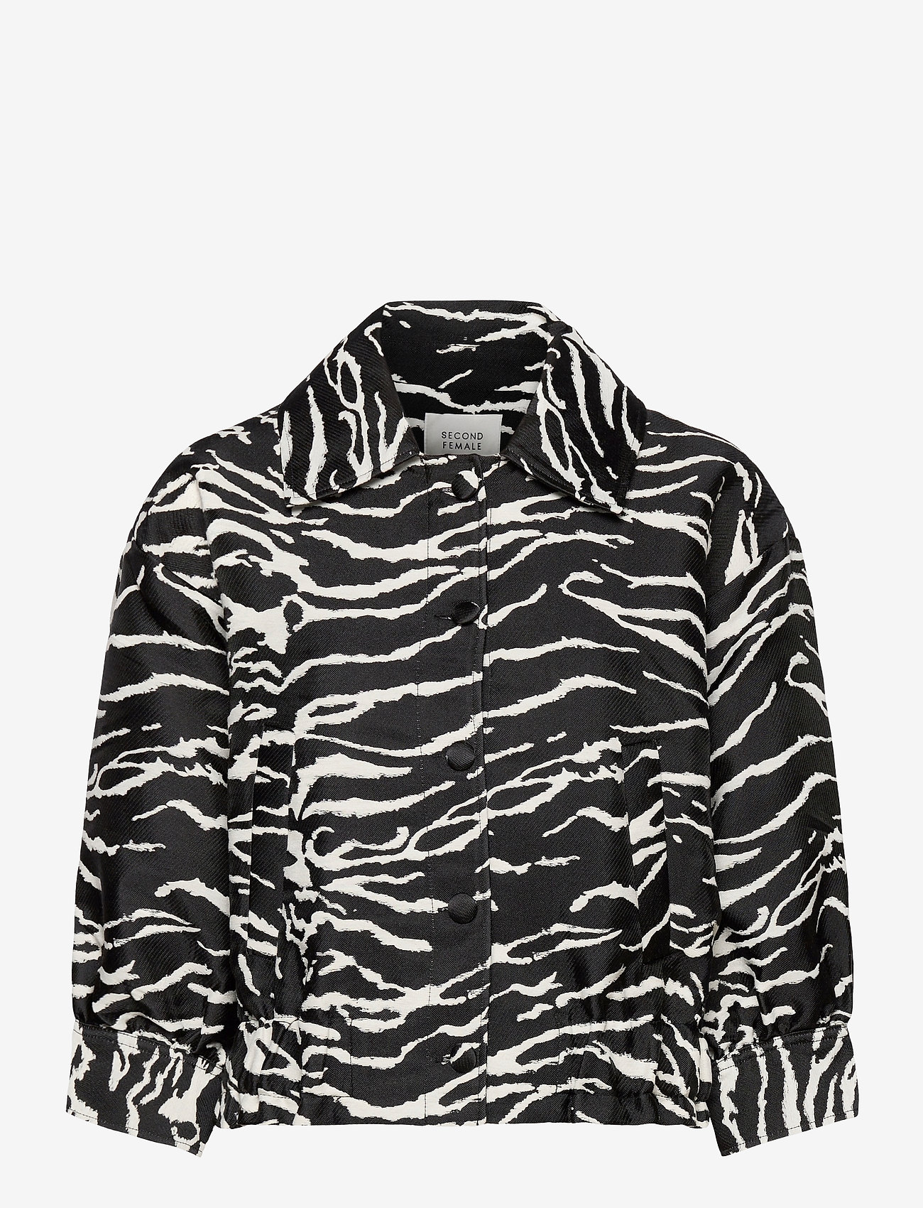 Second Female - collar and dropped shoulders. Short jacket with concealed pu - black - 0