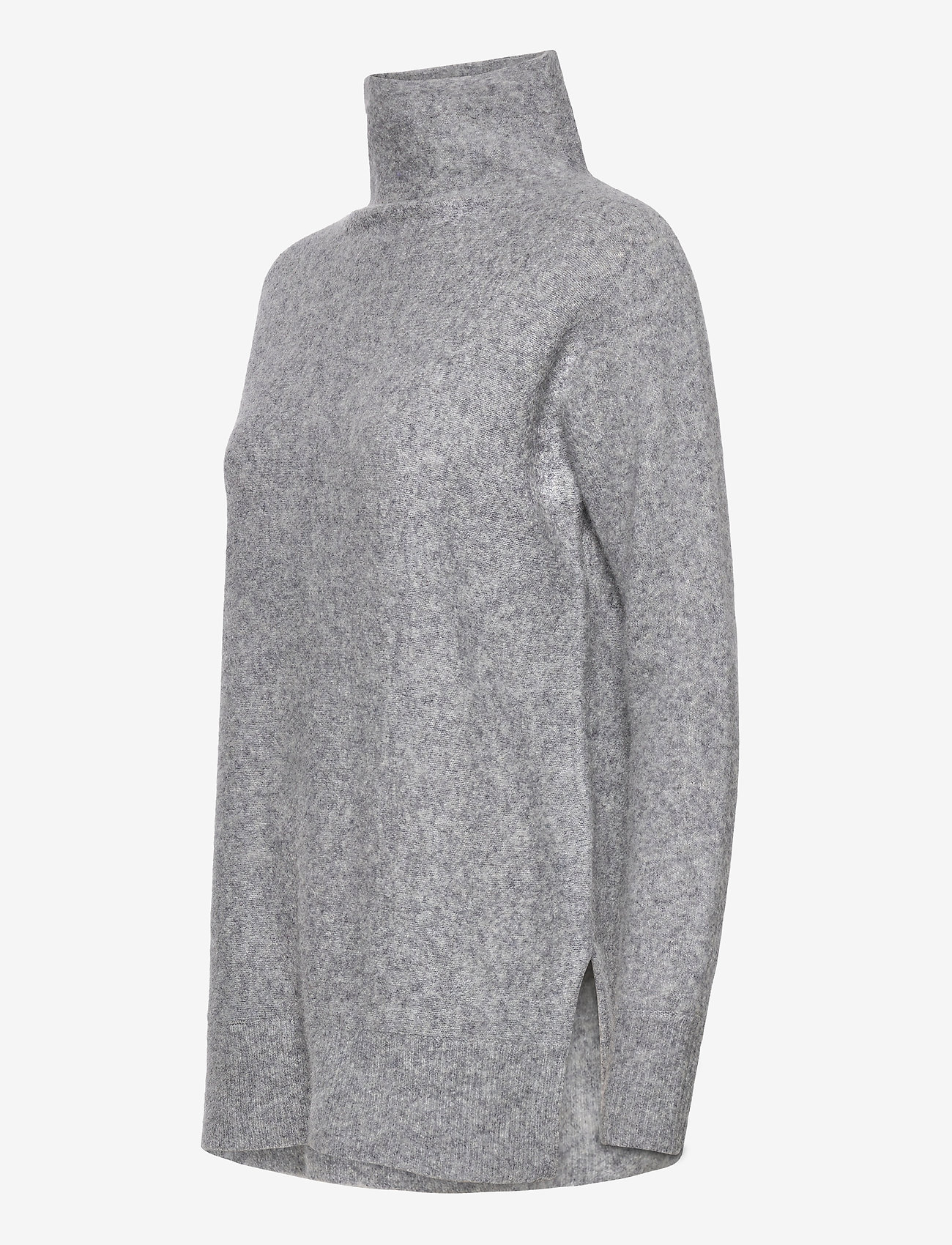 Second Female - This knit with T-neck is made in a soft wool  blend. It has - light grey melange - 2